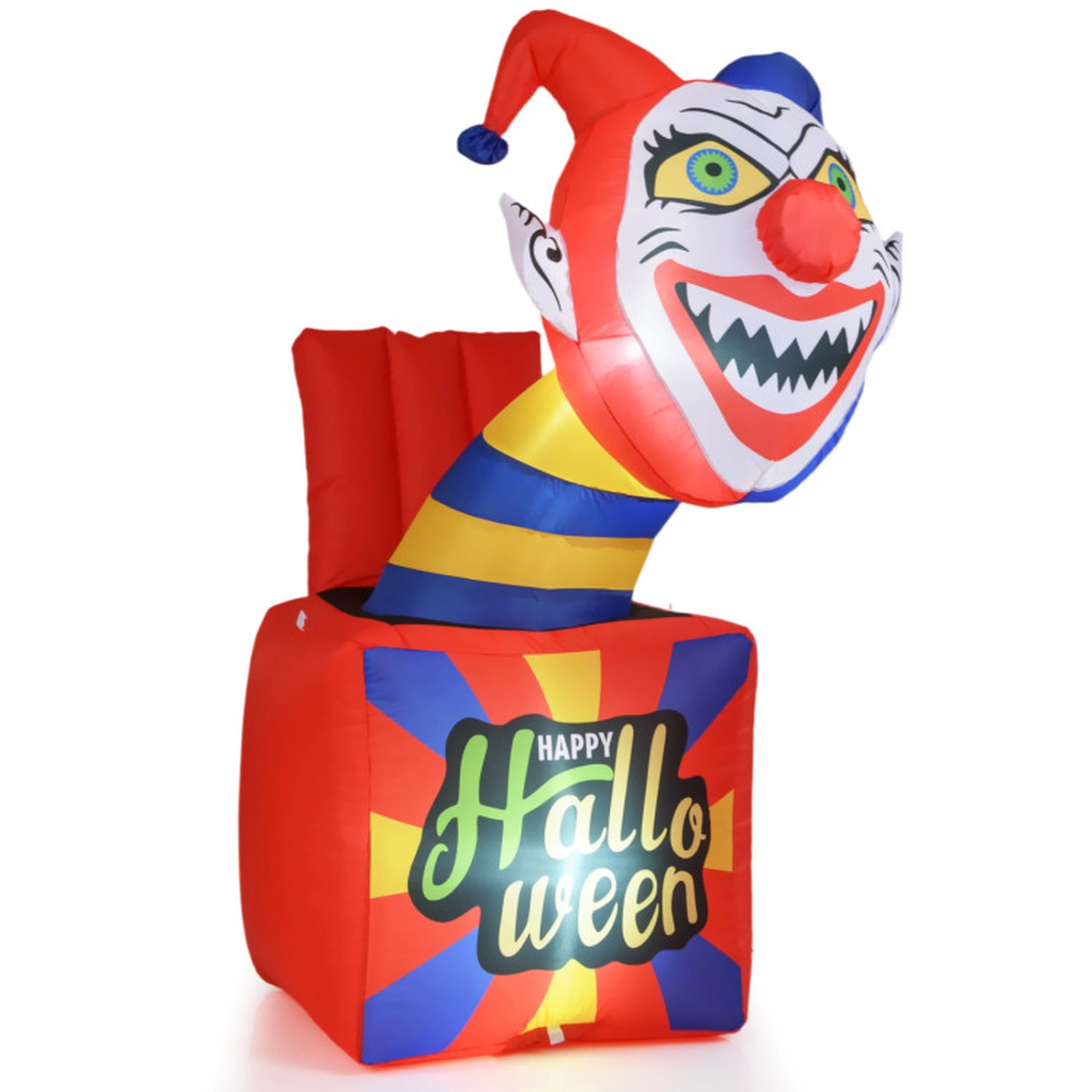 SUGIFT Halloween Inflatable Clown Jack-in-the-Box with 6 LED Lights