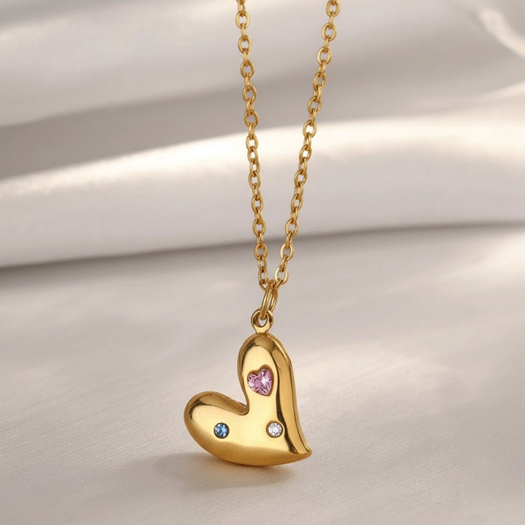 DressAtR Women's Heart 18K Gold Plated Jewelry Set