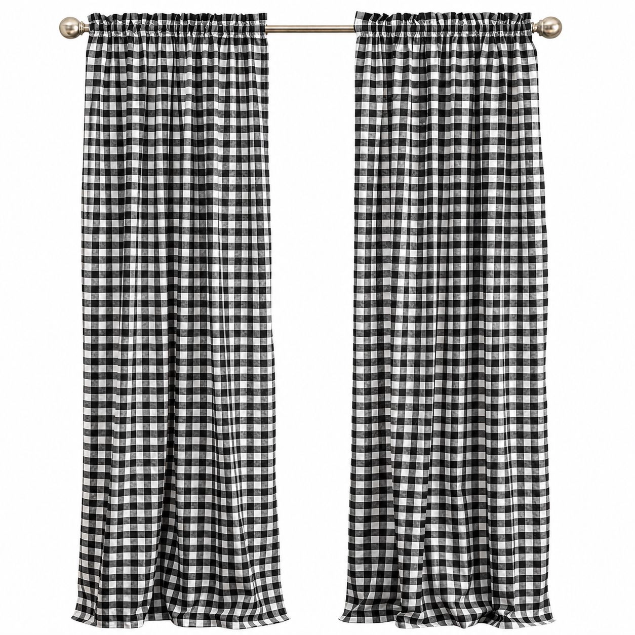 Kate Aurora Country Farmhouse Buffalo Check Plaid Gingham Single Window Curtain
