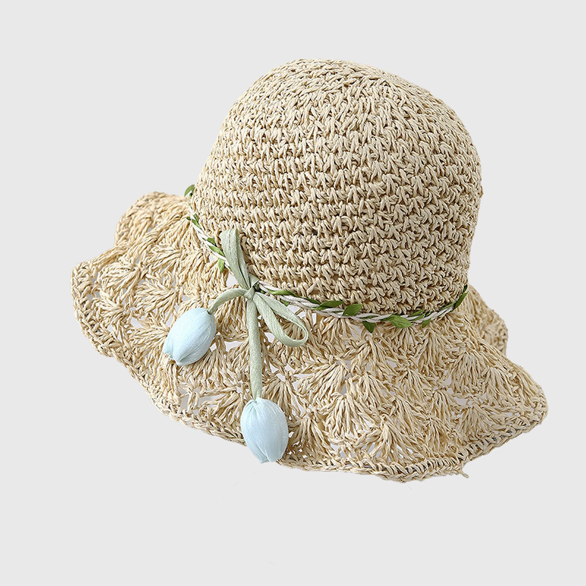 Anna-Kaci Women's Hand - Crocheted Straw Sun Hat with Floral Accents