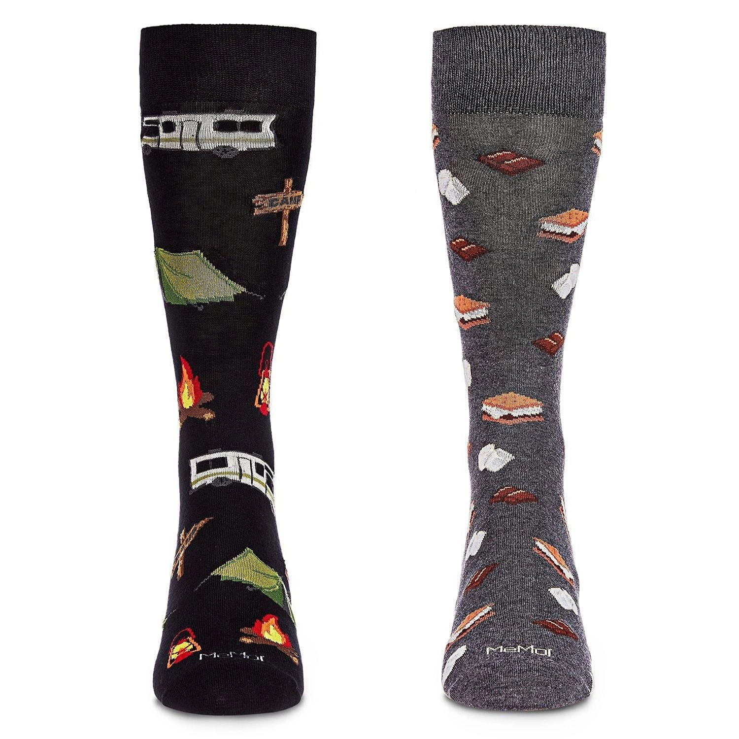 MeMoi 2 Pair Men's Rayon Blend "Food and Drink" Novelty Crew Socks