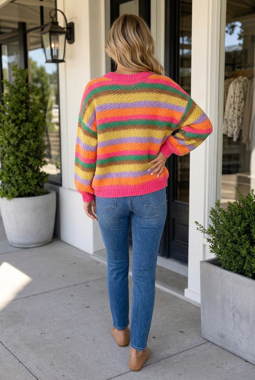 Threaded Pear Women's Lily Knit Puff Sleeve Sweater