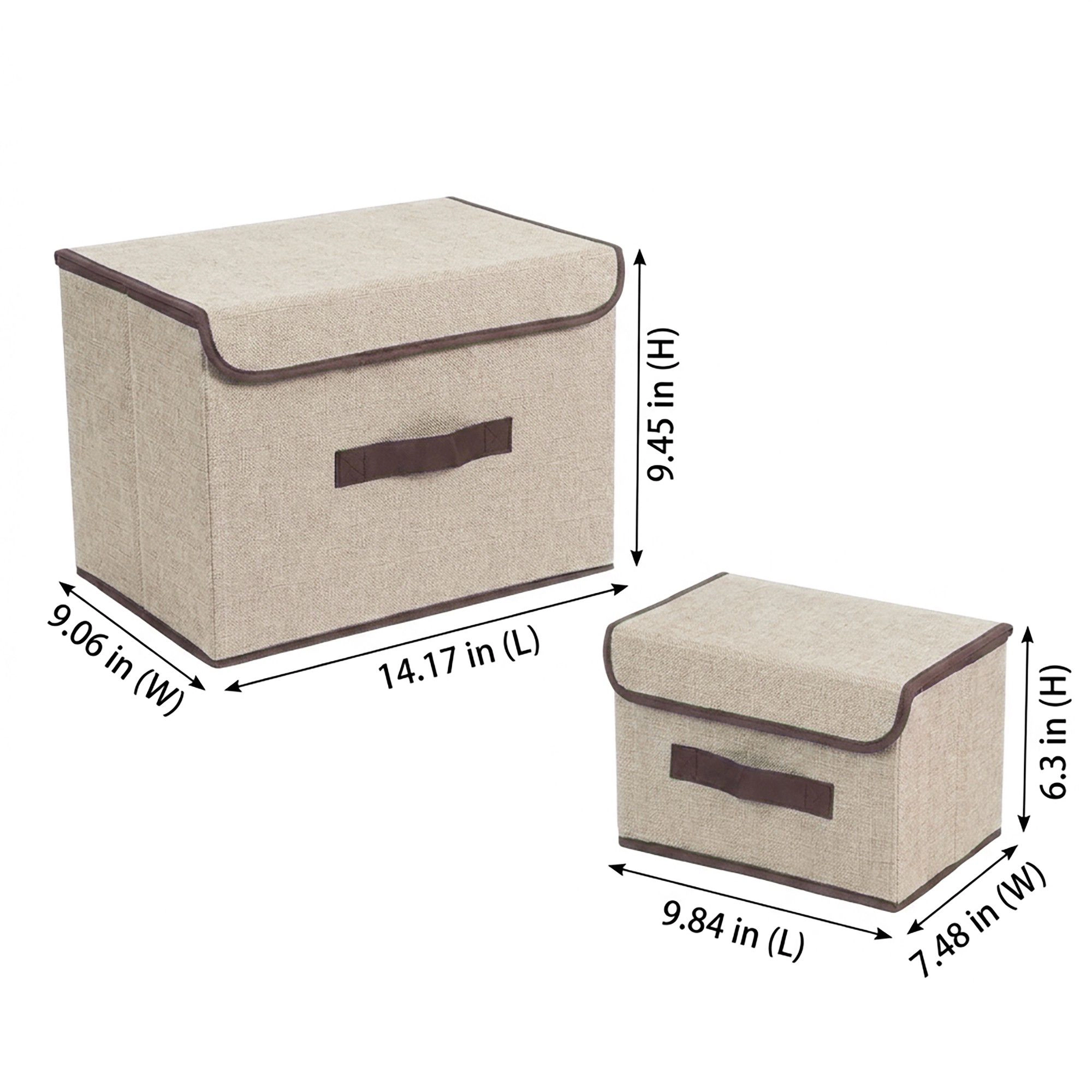 Alilang Unisex 2 Piece Foldable Storage Box Set with Lids and Handles