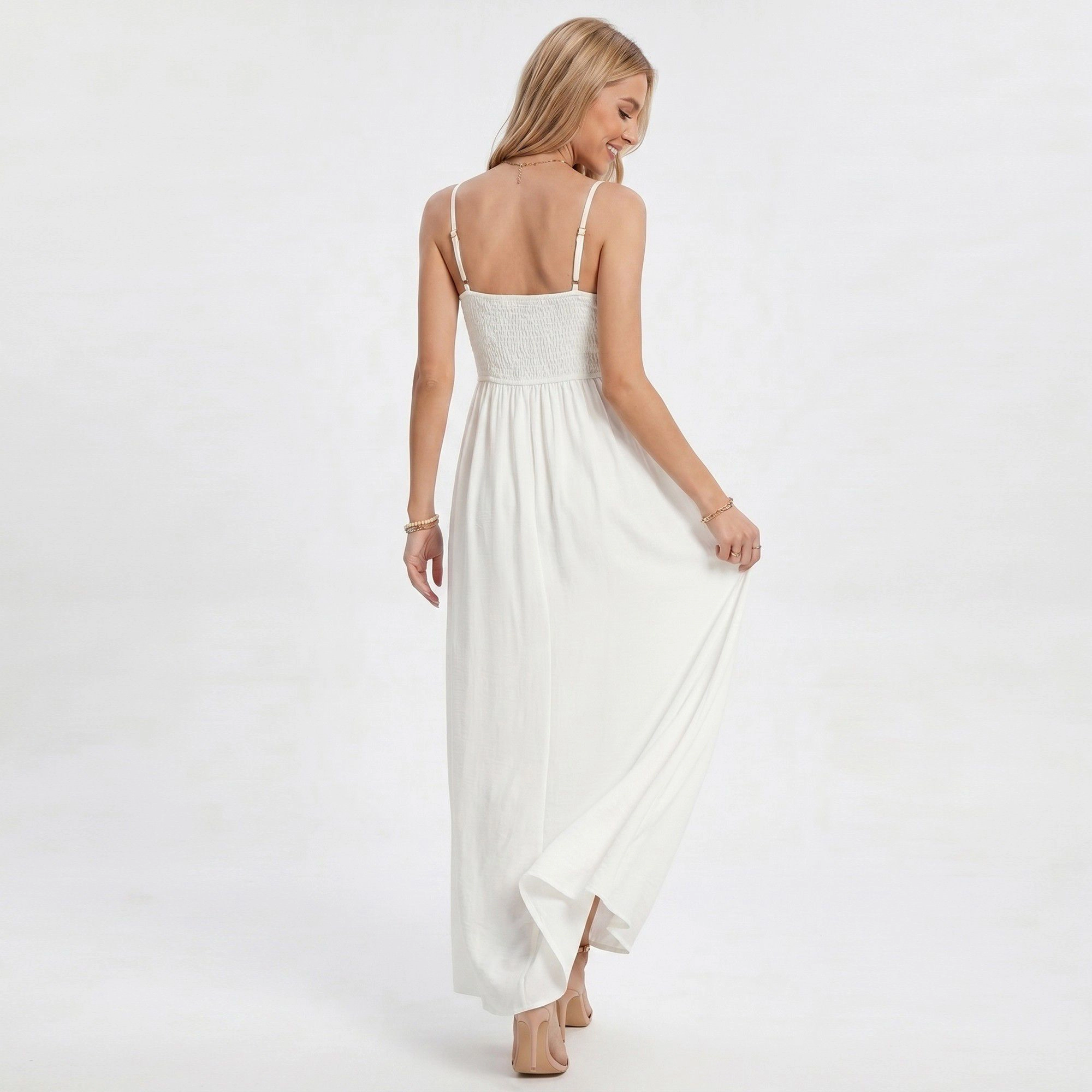 Anna-Kaci Women's Lace Bodice Spaghetti Straps Maxi Dress
