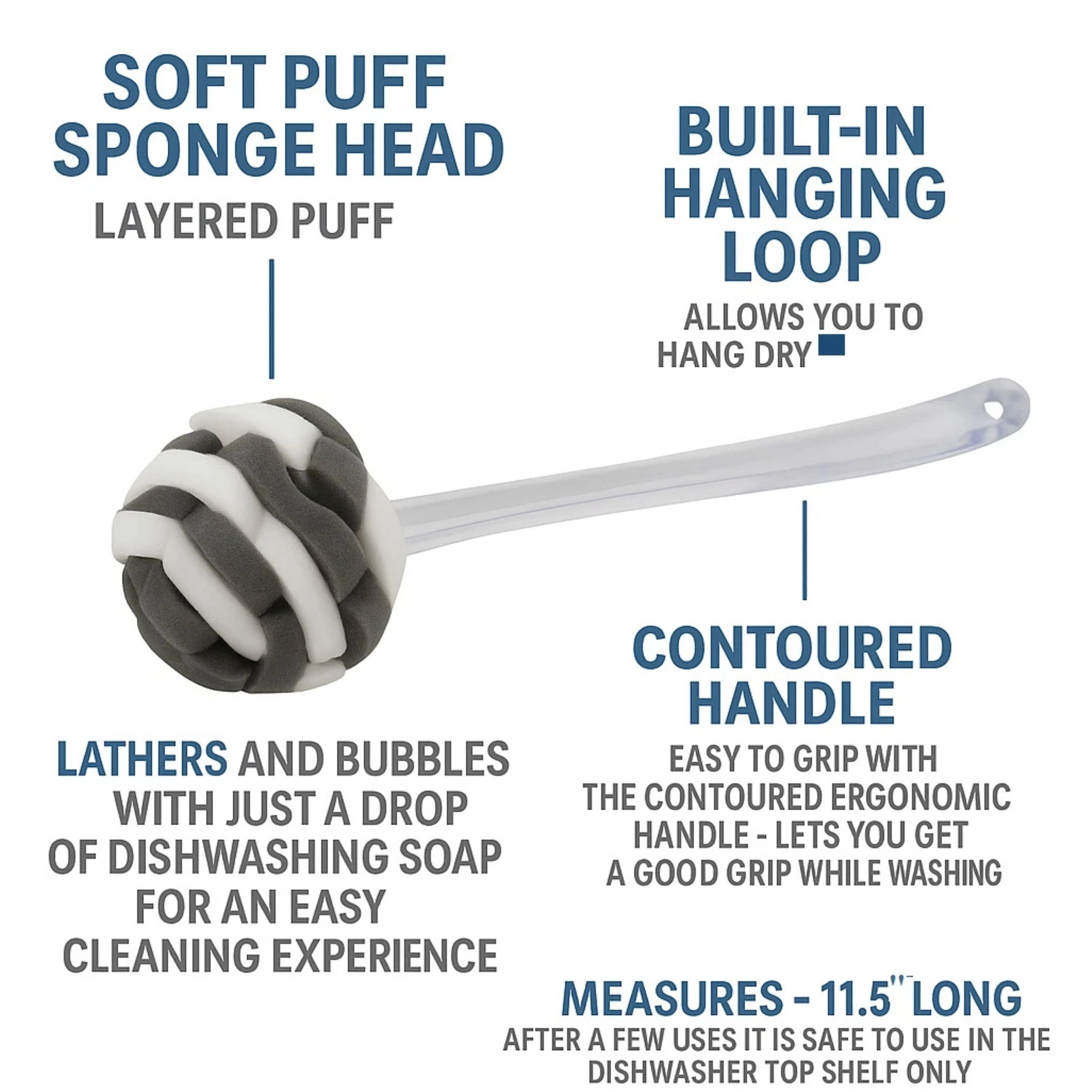 Home Collection Pack of 2 Sponge Dish Brush Bottle Cleaners 11.5"