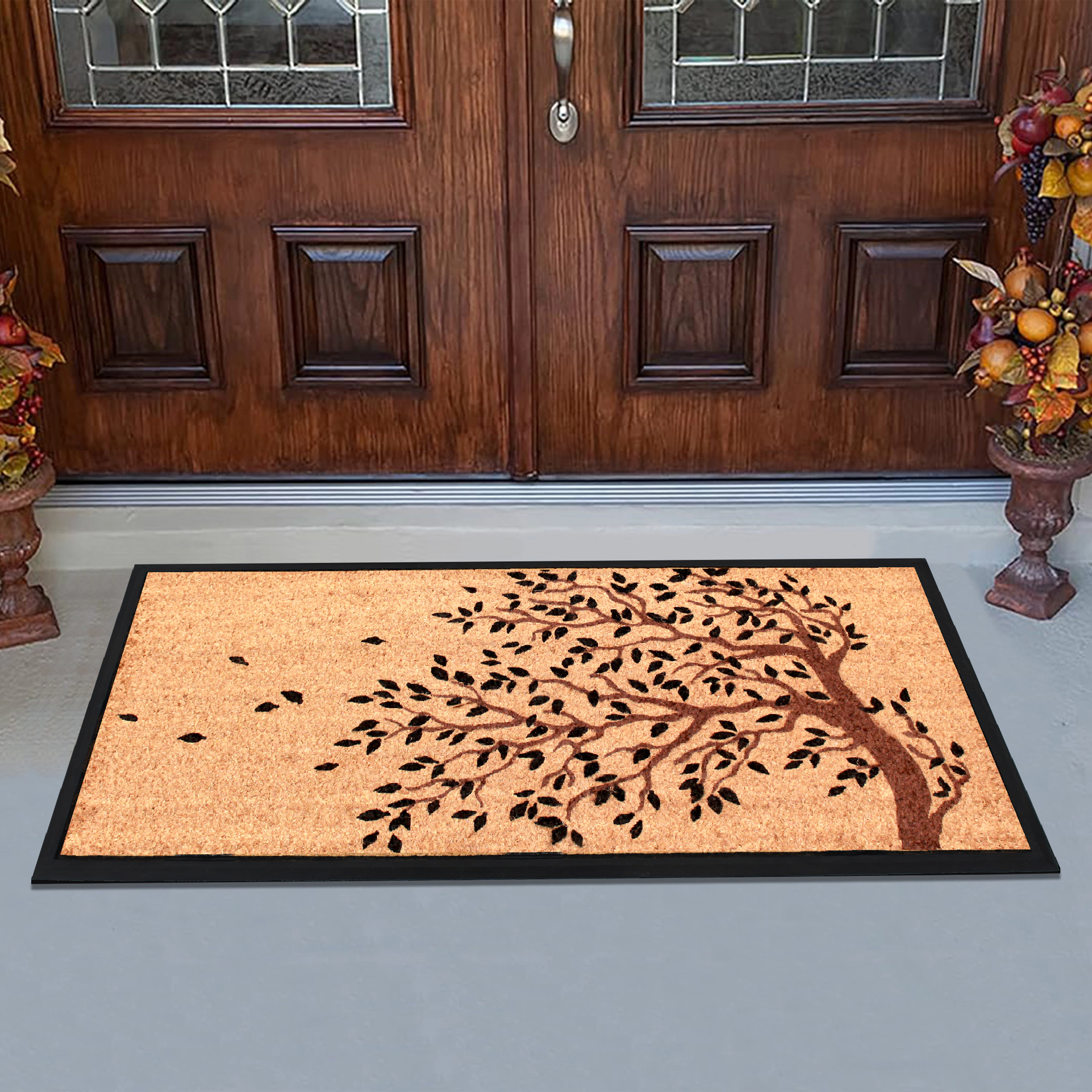 A1HC Door Mat 24x48 Inches Heavy Duty Non-Slip Durable Shedding Tree Bronze