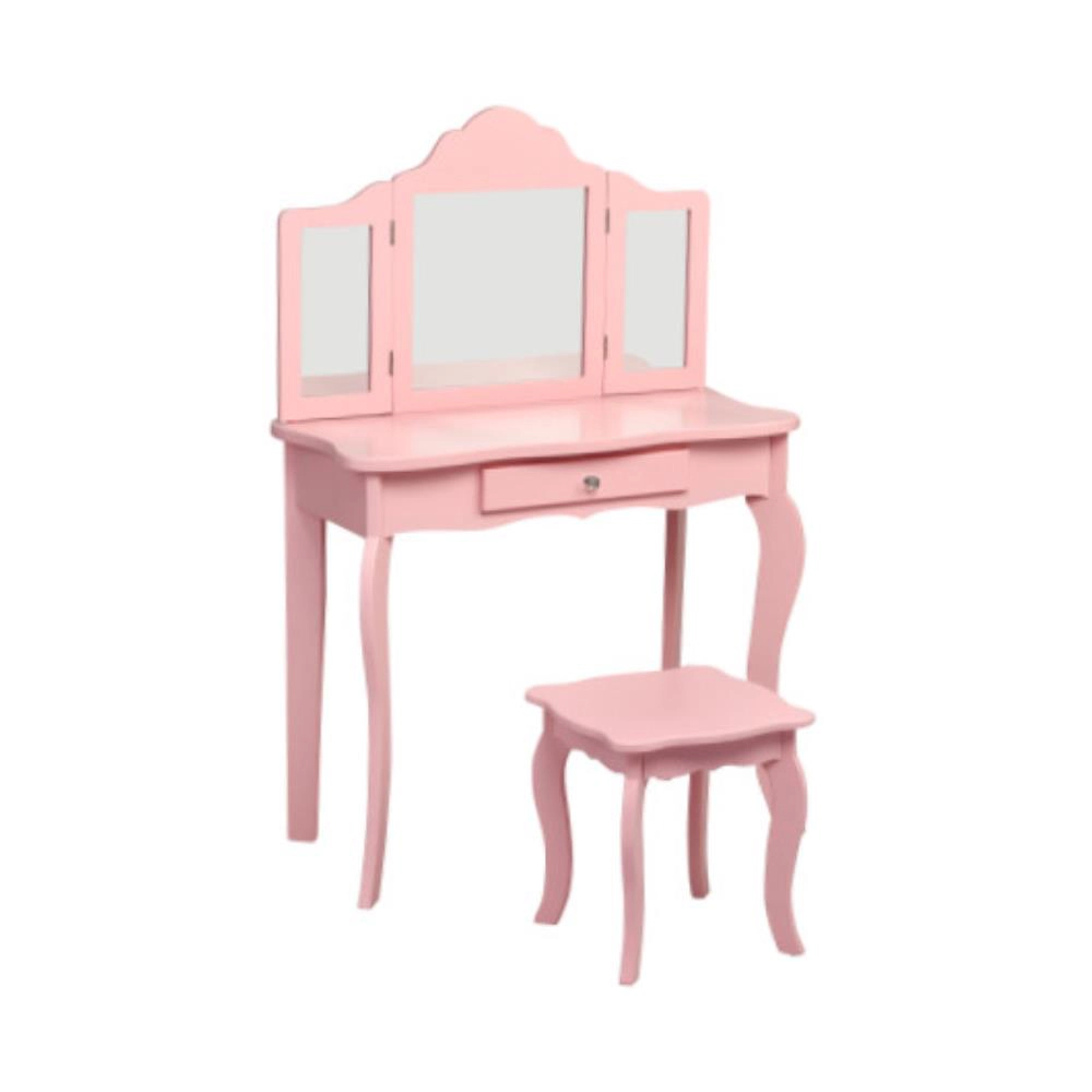 Hivvago Kids Makeup Dressing Mirror Vanity Table Stool Set