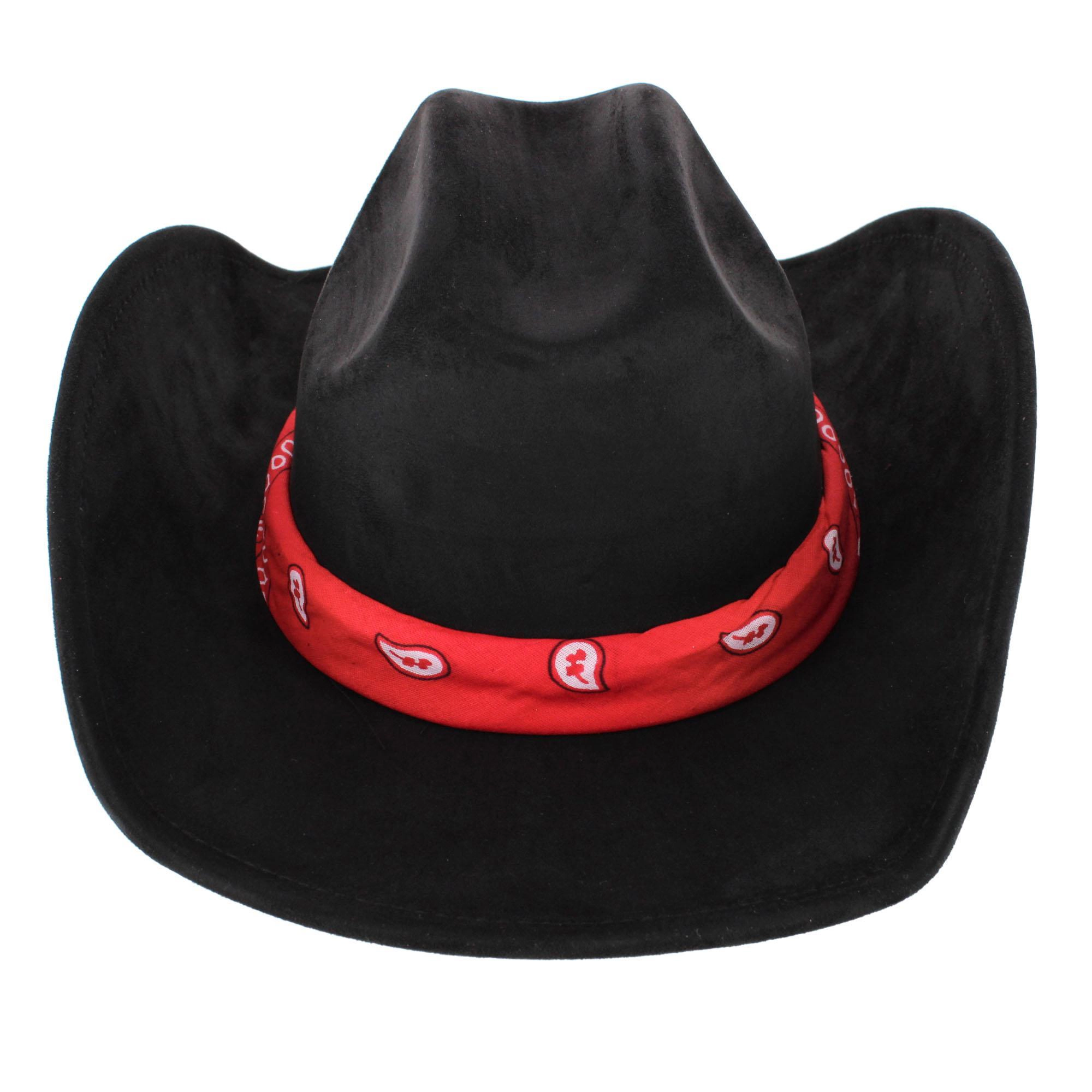 CTM Women's Cowboy Hat with Paisley Bandana Scarf