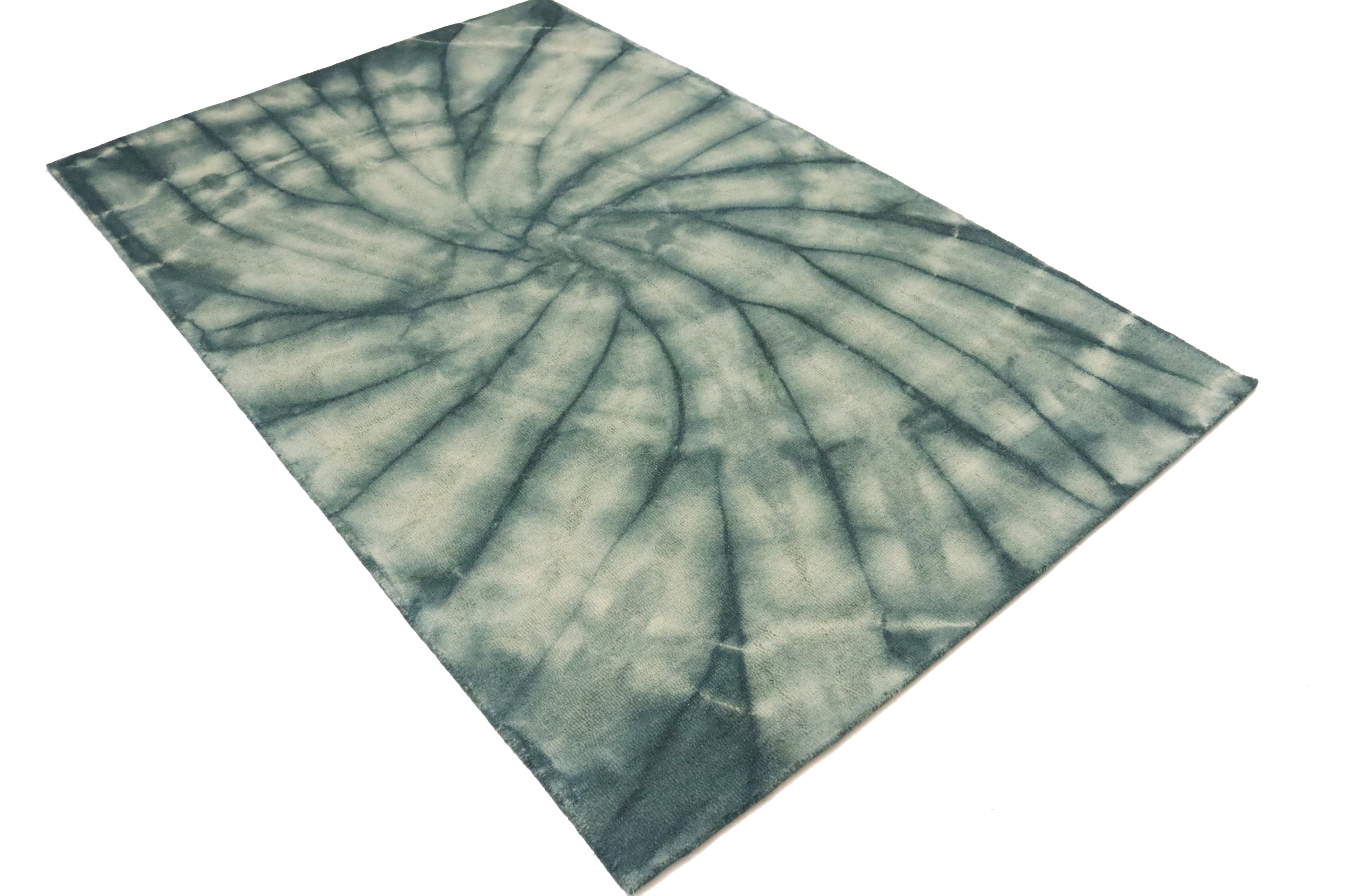 Magic Rugs 5'0 X 8'0 Hunter Green Hand-Tufted Tie-Dye Modern Wool Rug