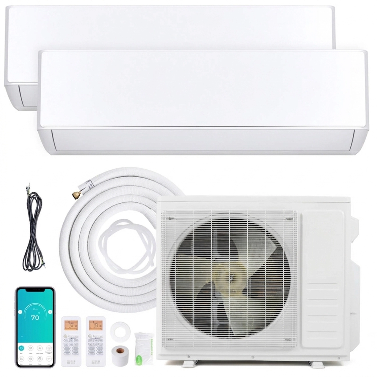 SUGIFT 18000-BTU 2-Zone 24-SEER2 208-230V R454B Ductless Mini Split Air Conditioner Heat Pump 9K + 12K