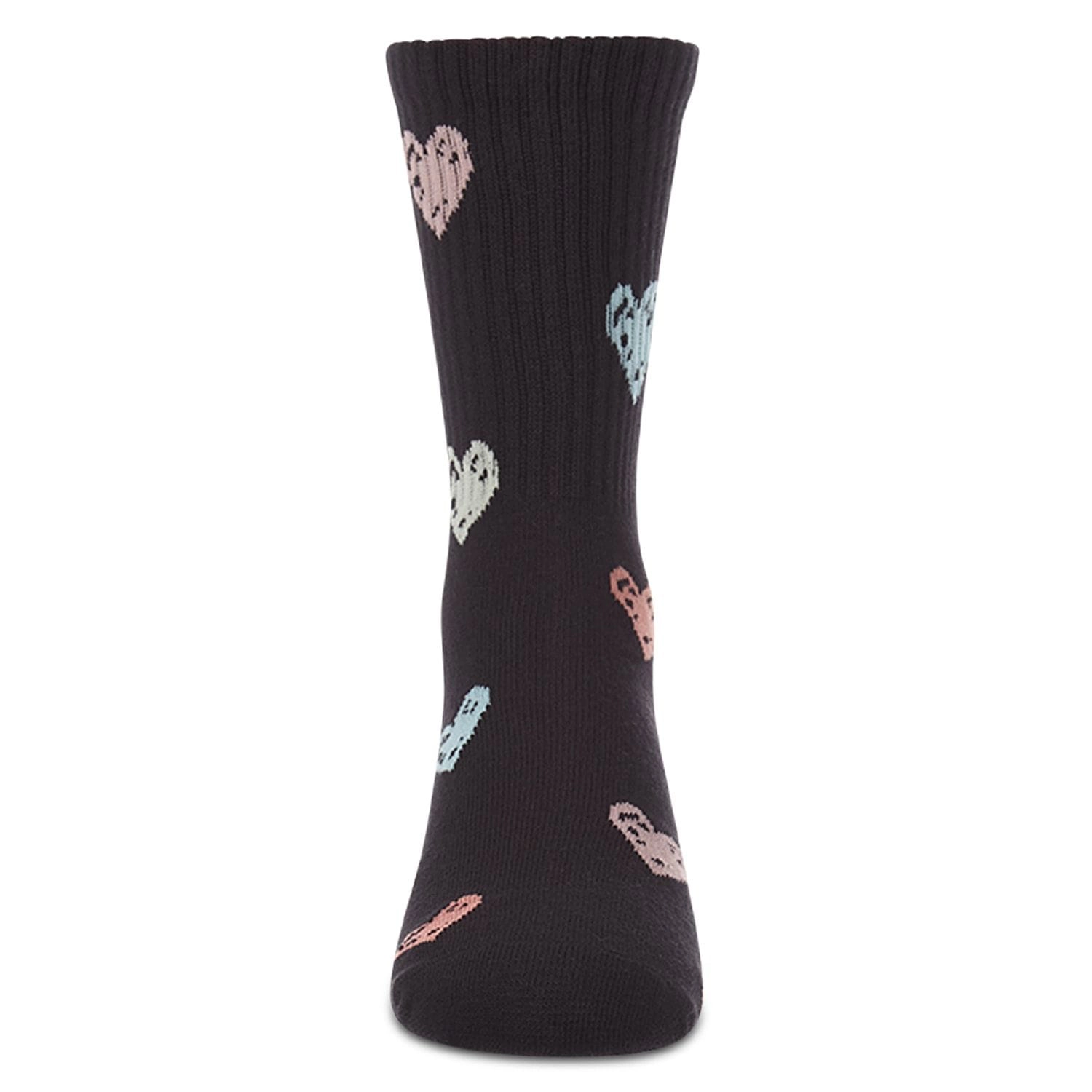 MeMoi Girls Cozy Ribbed Cotton Blend "Graffiti Heart" Crew Sock
