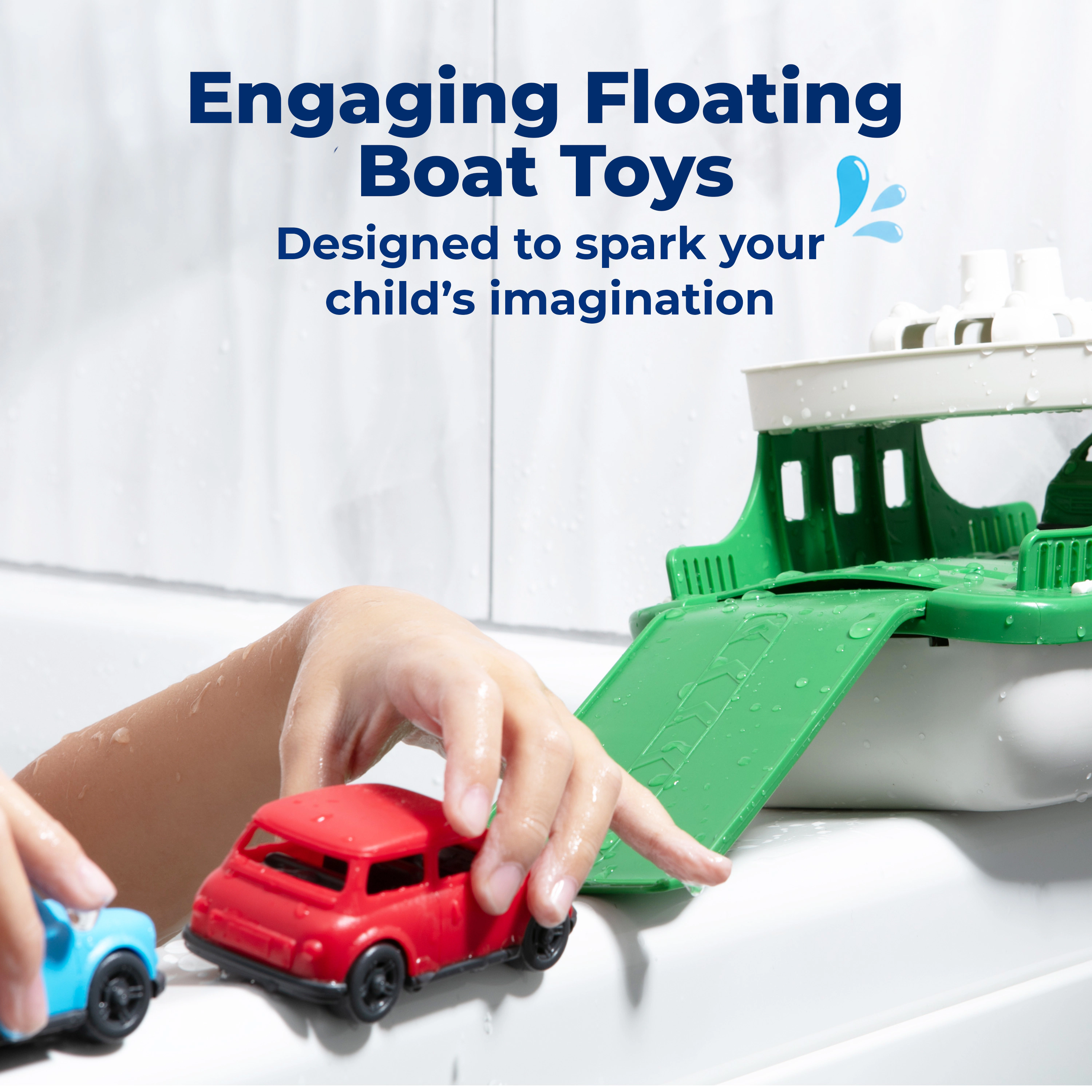 Sperric Boat Bath Toy Set - Carry Ship w/ 4 Mini Cars, Fun Water Toys for Bath, Pool & Beach Play, Safe Non-Toxic Ferry