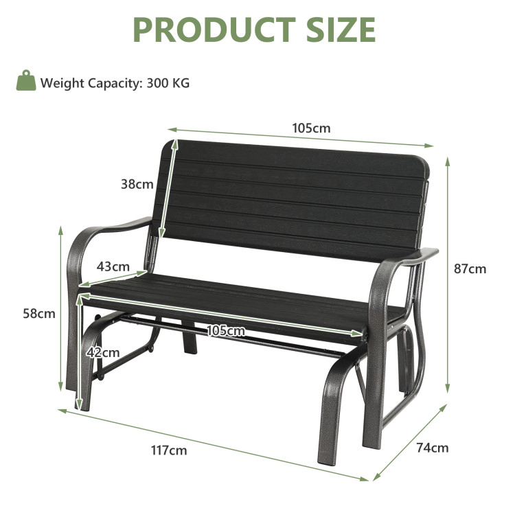 Hivvago 2-Seat Porch Glider With Hdpe Back Seat And Steel Frame