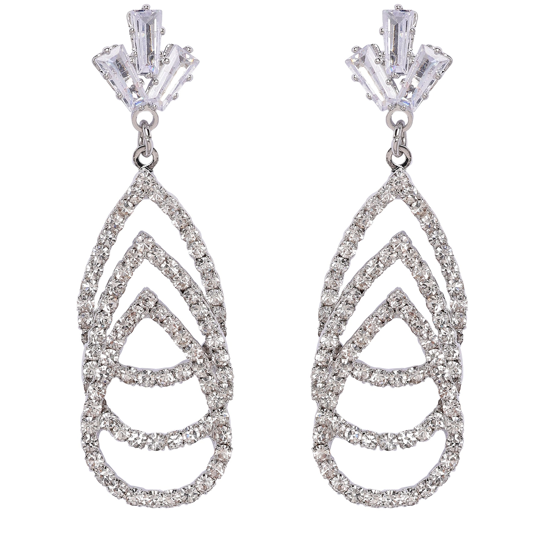 AGP PARIS Womens Gleaming Three-Tiered Diamond Drop Earrings