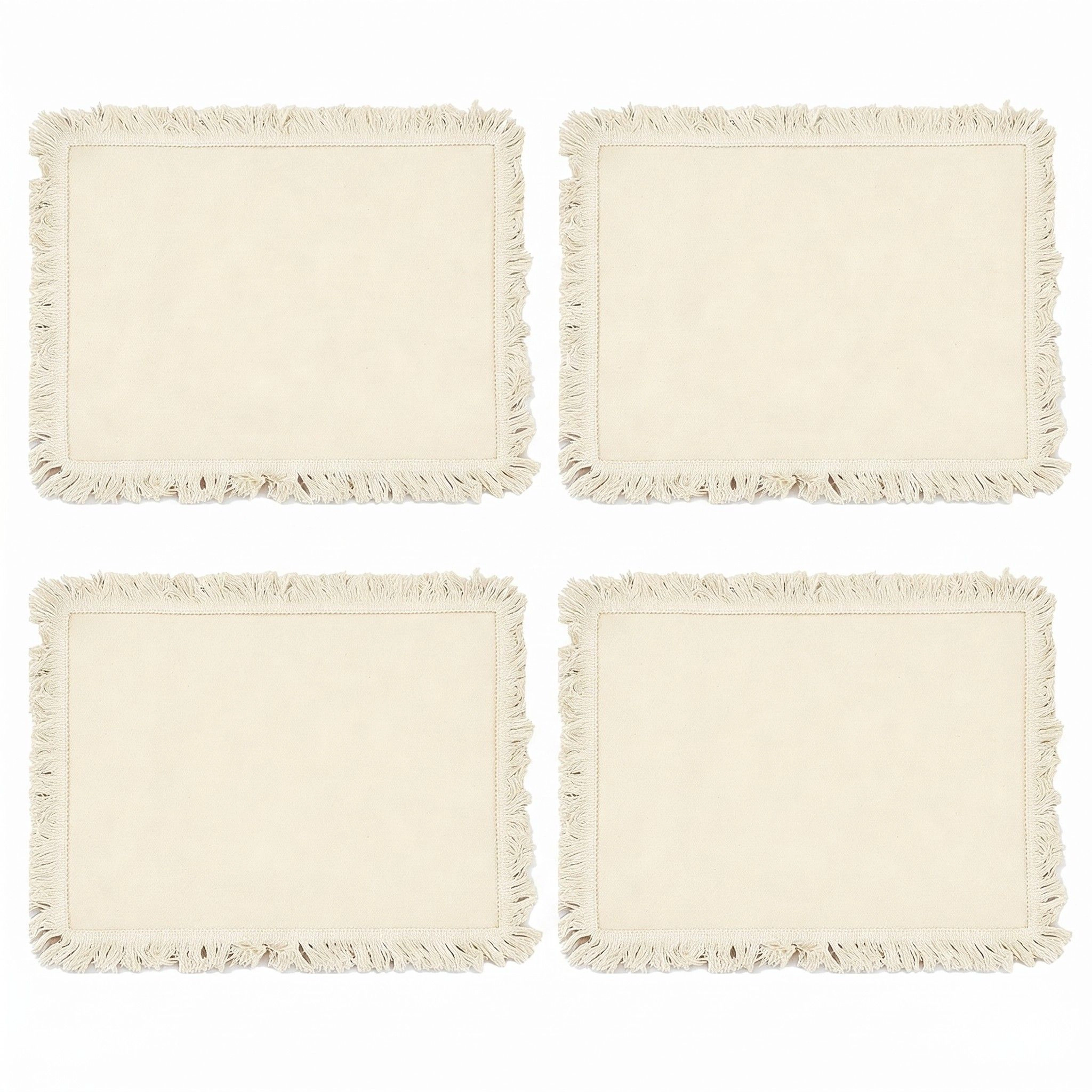 Alilang Unisex 4 Piece Cotton Linen Fringe Placemats Farmhouse Table Mats Washable Heat Resistant Dining Mats