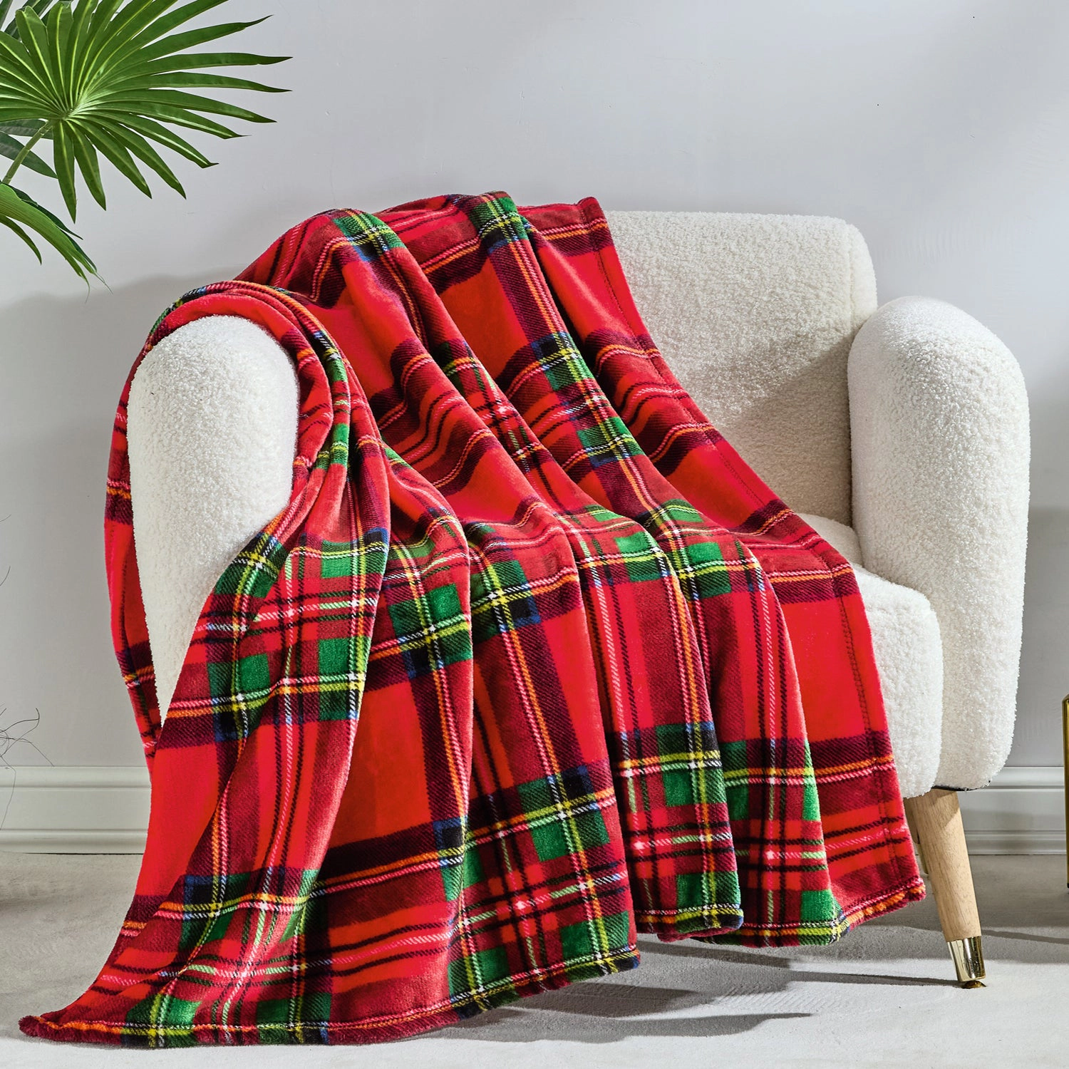 Plazatex 100% Polyester Red Plaid Classic Style Lightweight Throw Blanket 50" x 60" Red