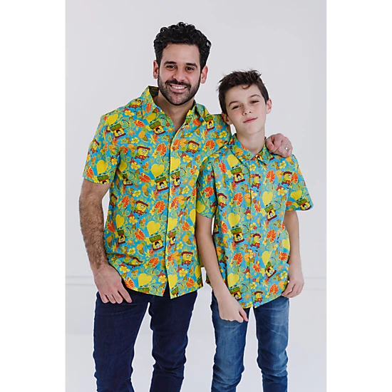 Nickelodeon SpongeBob SquarePants Boys' Hawaiian Button-Down Shirt