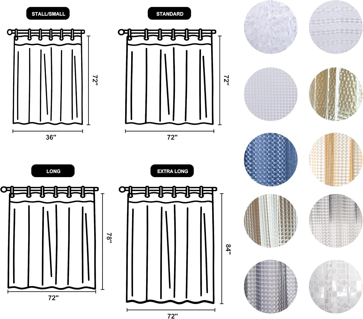 NTBAY EVA Shower Curtain Liner 71 x 71 inch