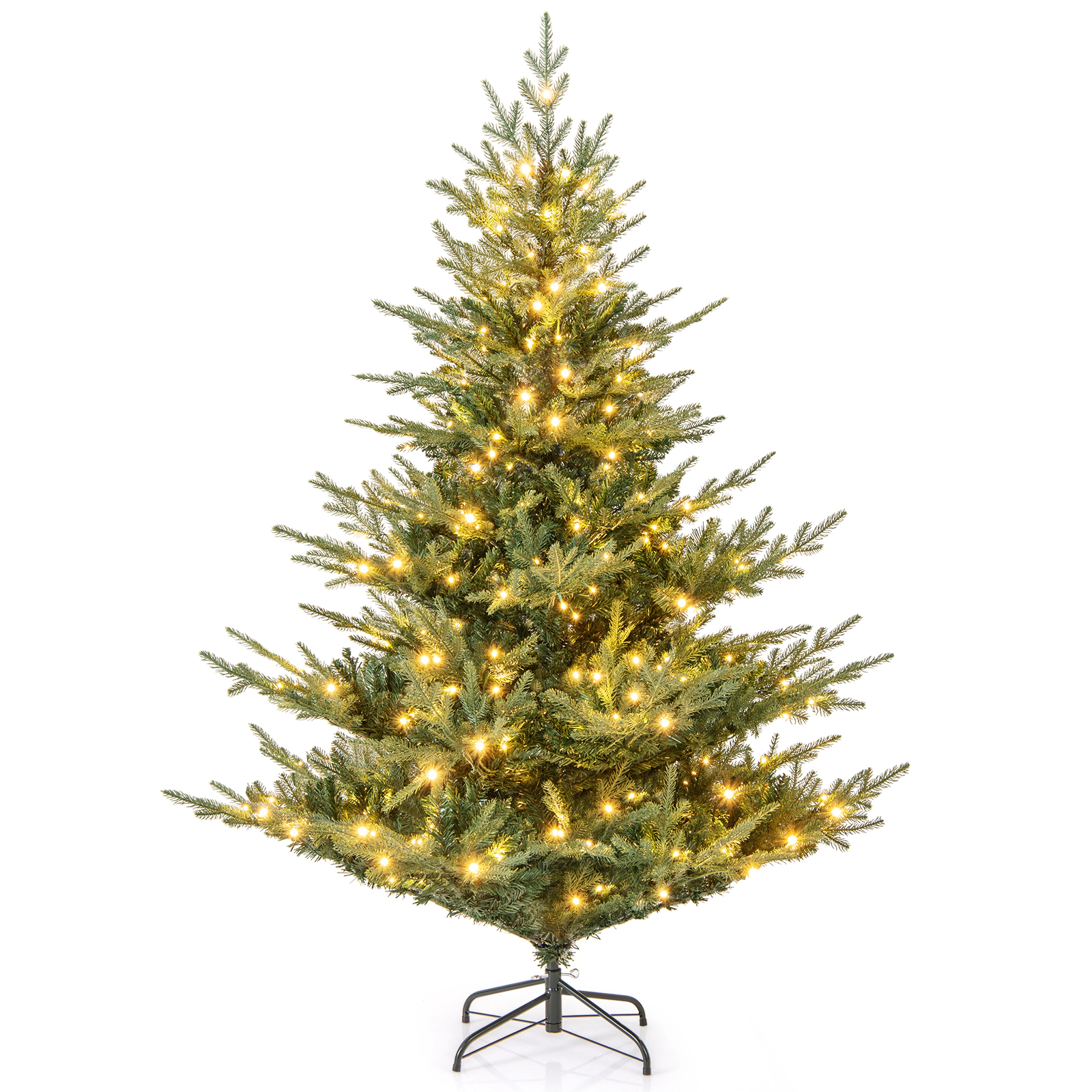 SlickBlue Green PVC Artificial Christmas Tree with LED Lights
