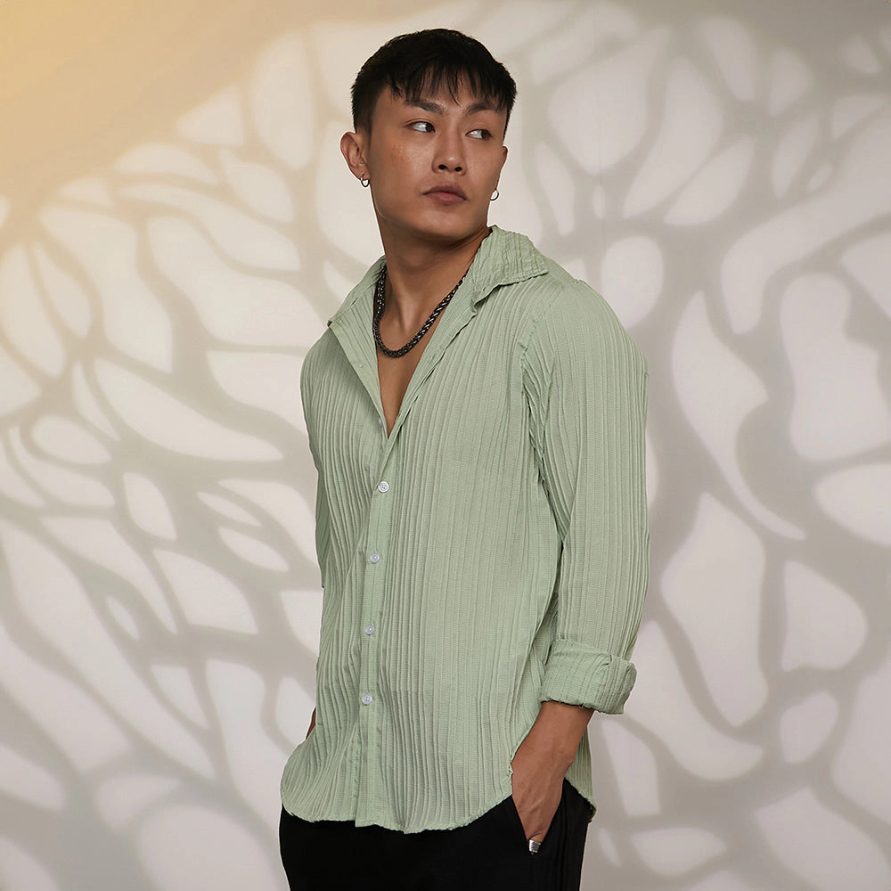 Self-Design Striped Shirt