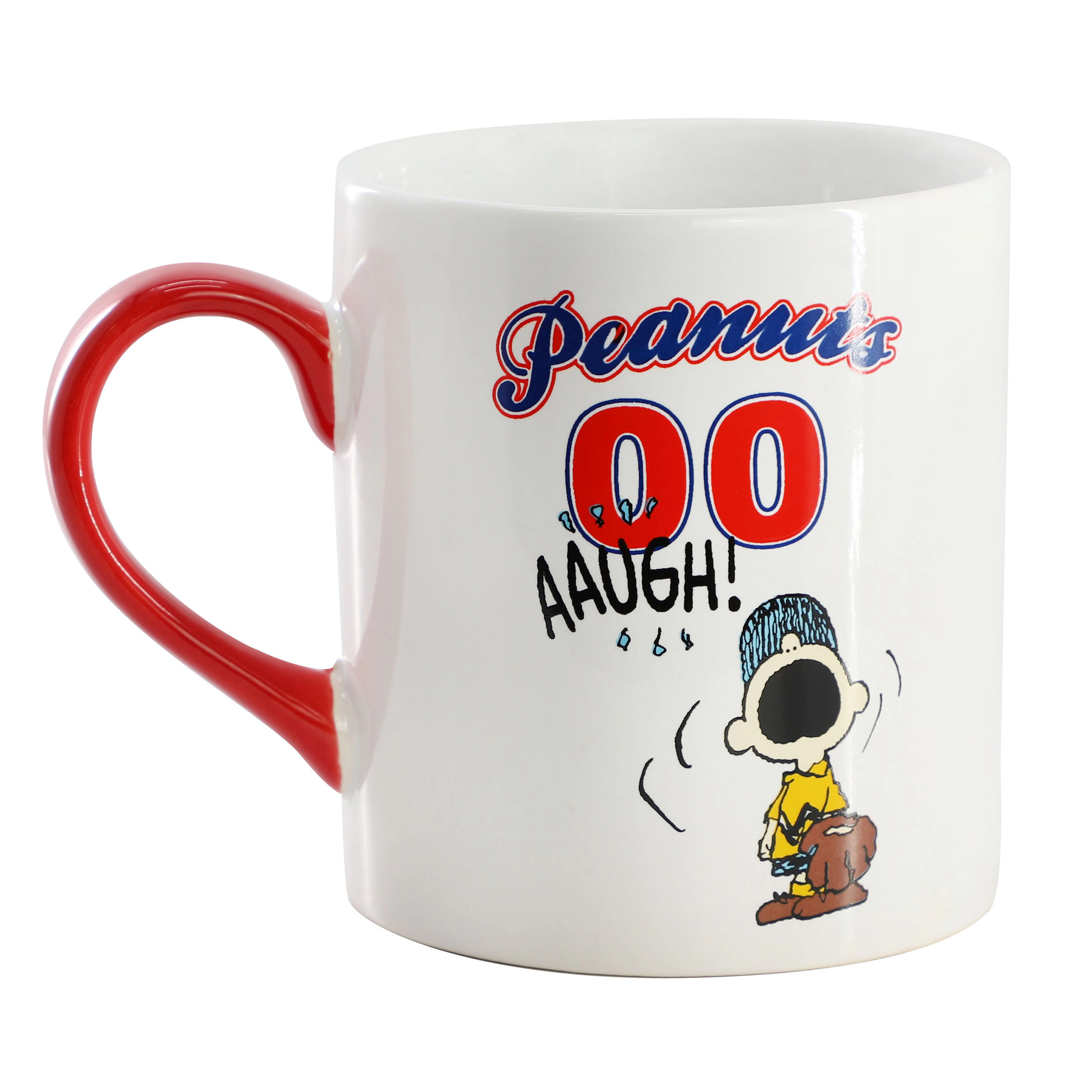 Peanuts Best in Sports Varsity 4 Piece 19 Ounce Stoneware Mug Set in White and Red