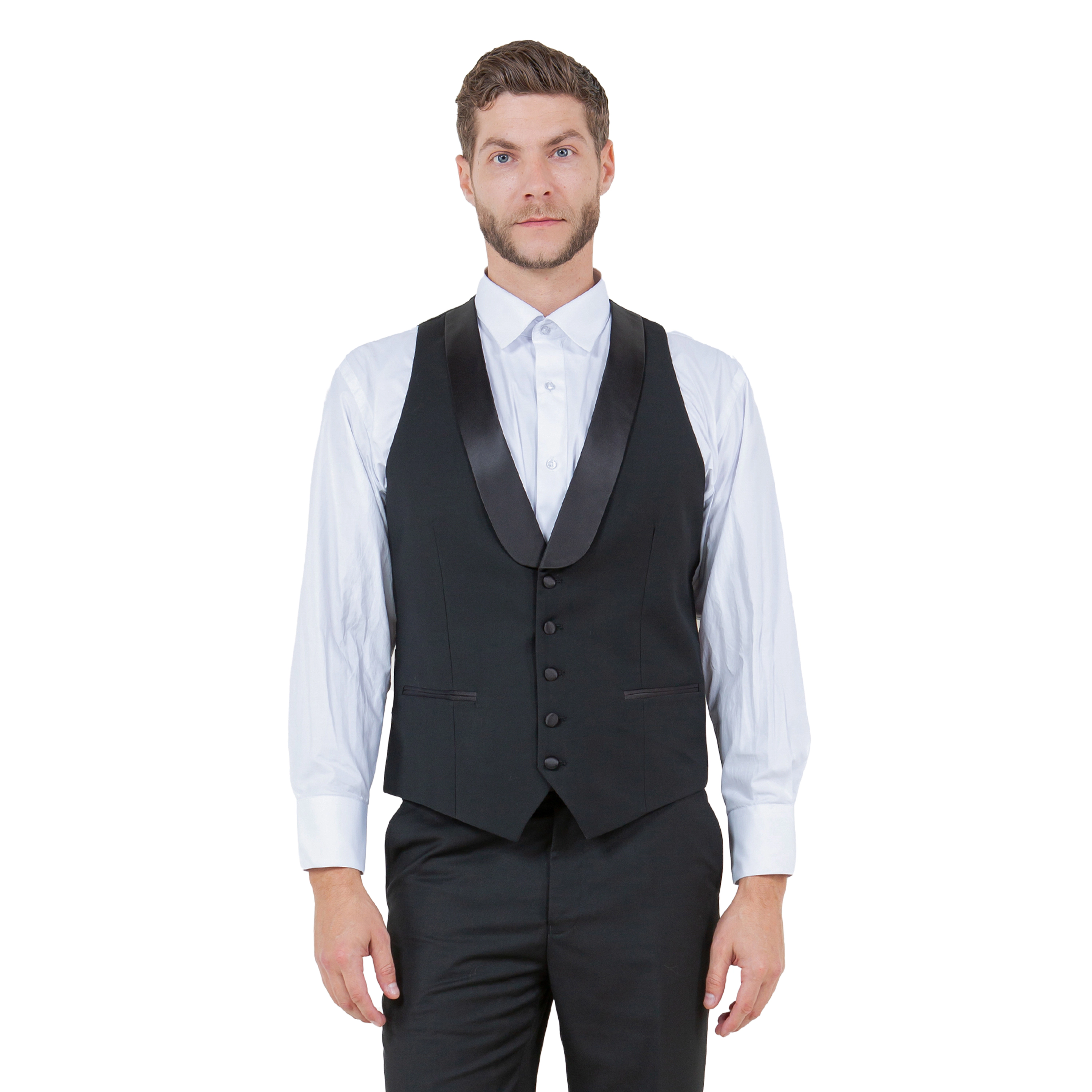 Bryan Michaels Mens 3pc Peak Lapel Tuxedo Set w/ Expandable Metal Clip