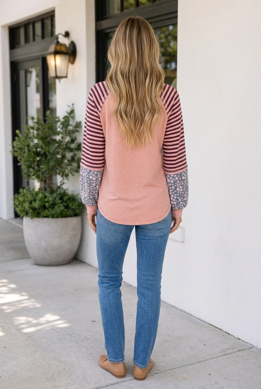 Threaded Pear Women's Blakely Sleeve Casual Top Long