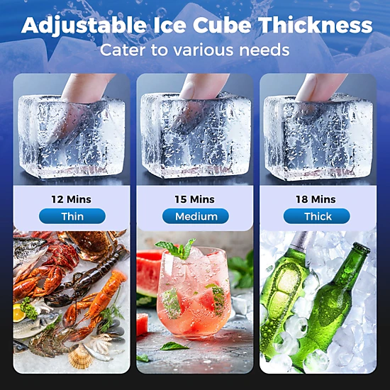 SUGIFT Commercial Undercounter Ice Maker with 110-lb Daily Output 25-lb Storage and Adjustable Thickness