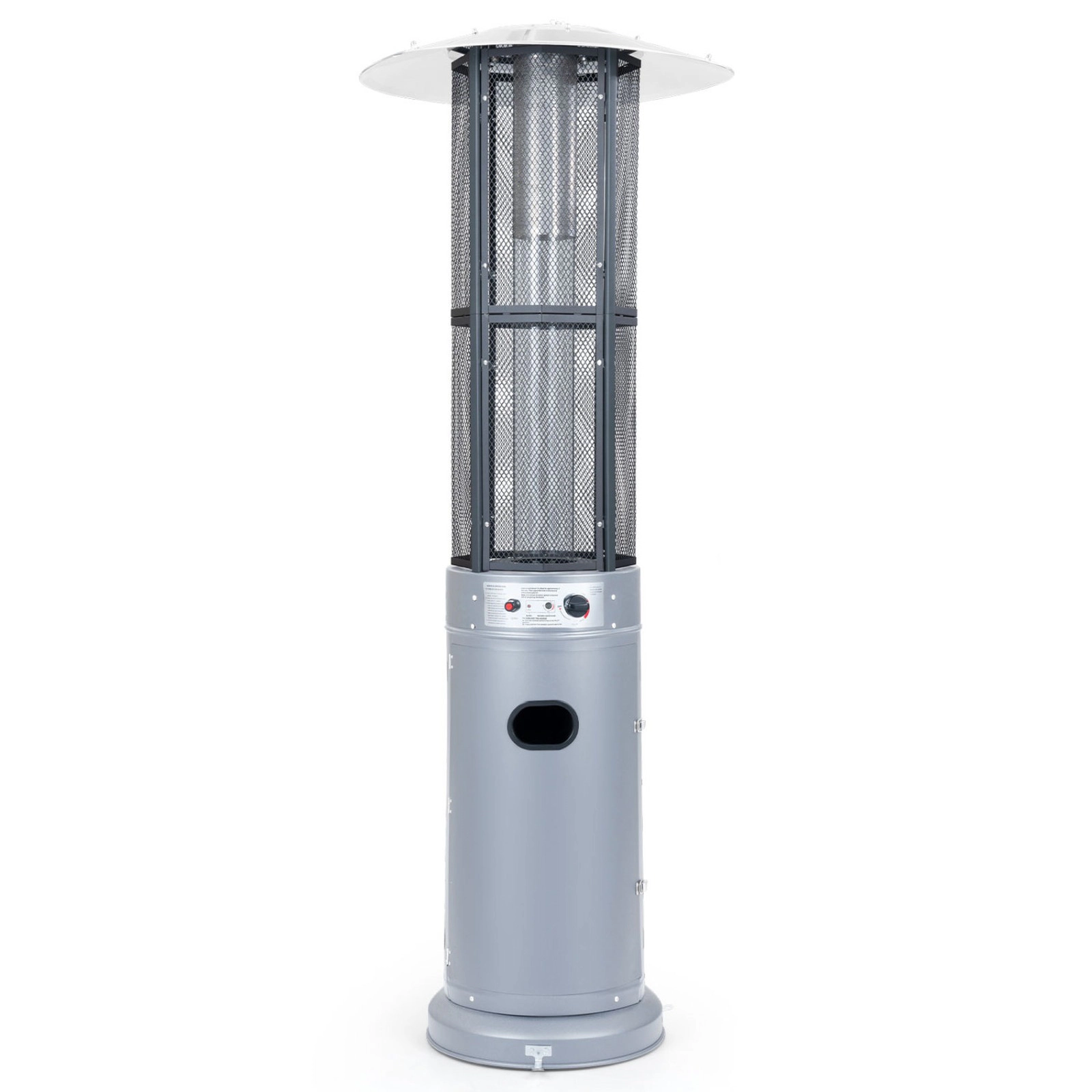 SUGIFT Outdoor Propane Patio Heater with Glass Tube 34,000-BTU Output with Tilt-Over Protection Dark Gray/Gray/Silver