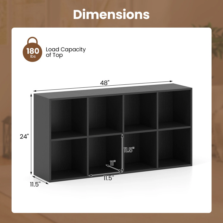 Hivvago 8-Cube Bookcase Bookshelf with 2 Anti-Tipping Kits Storage Organizer