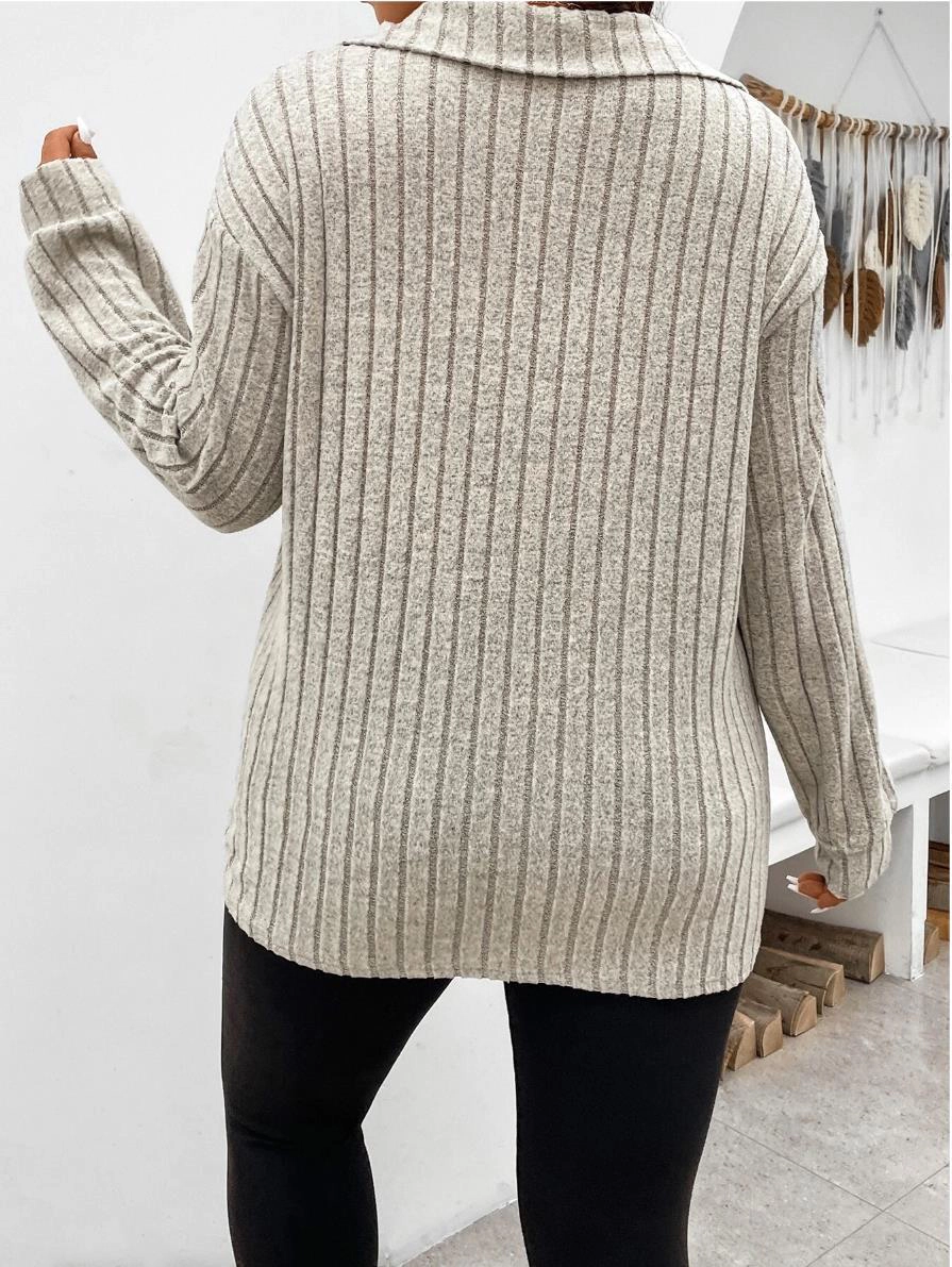 KOJOOIN Women Pullover Plus Polo Shirts Sweater Lapel V Neck Tops Long Sleeve Tunic Blouses