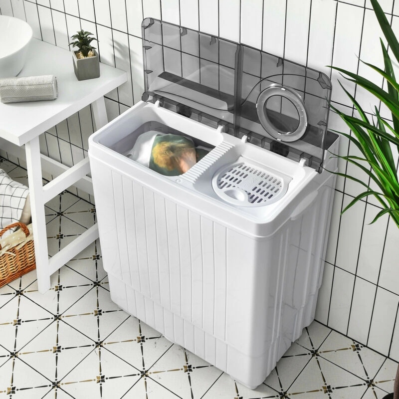 SUGIFT Gray Twin Tub Portable Washing Machine with 18-lb Washer and Drain Pump 26.5-in W 16.5-in D 31.5-in H