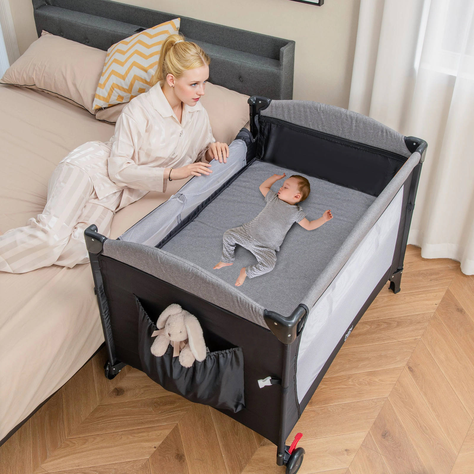 Slickblue 5-in-1 Baby Bassinet Bedside Sleeper with Changing Table