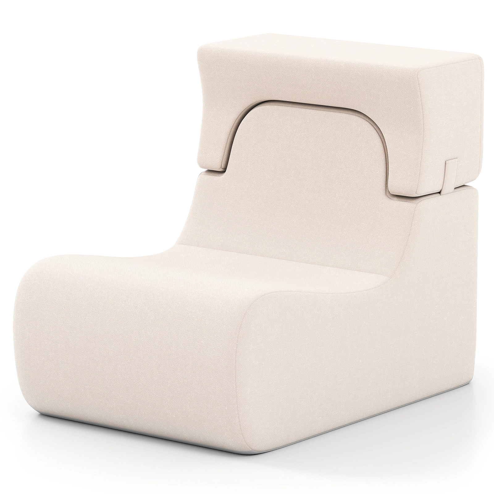 SUGIFT 350-lb Capacity Beige Ice Velvet Boneless Floor Chair Lazy Sofa with Detachable Headrest