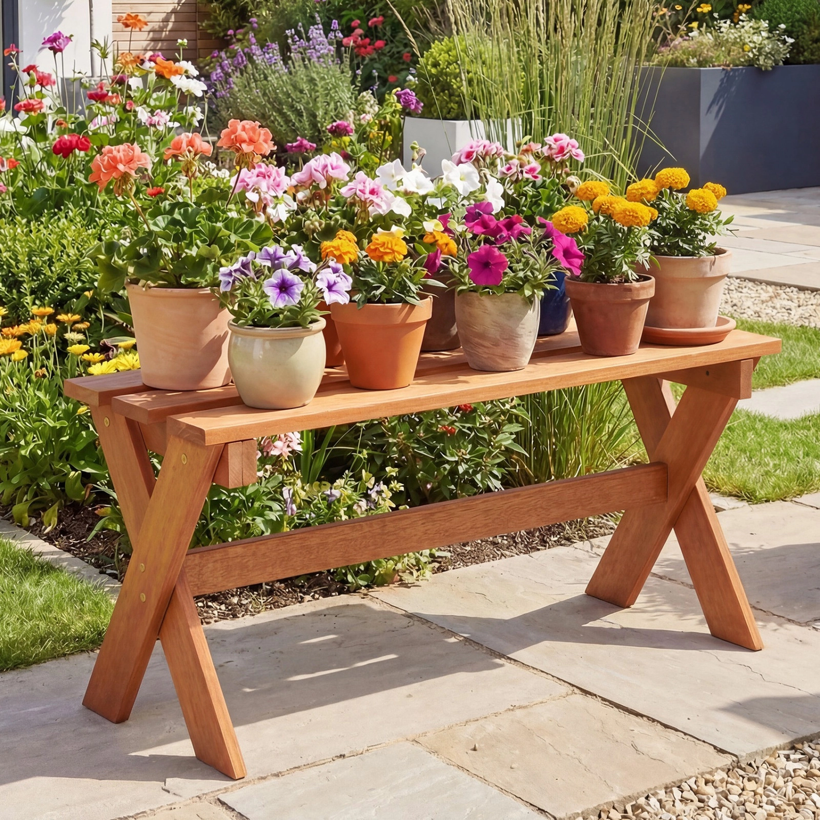 SUGIFT 36-in Outdoor Solid Hardwood Backless Patio Dining Bench 660-lb Capacity Set of 1 Teak Finish
