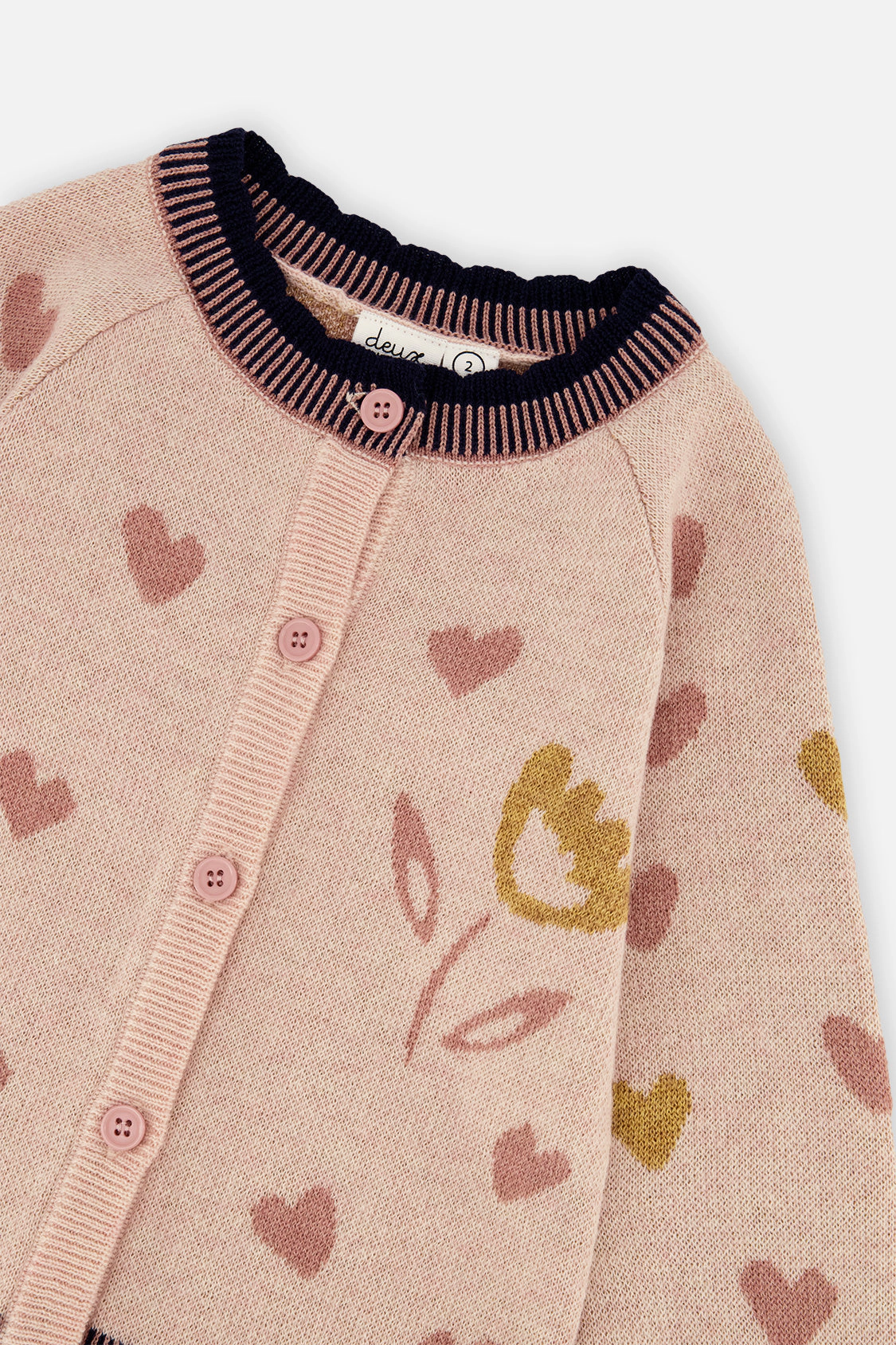 Deux par Girls Heart Jacquard Button-Front Knitted Cardigan