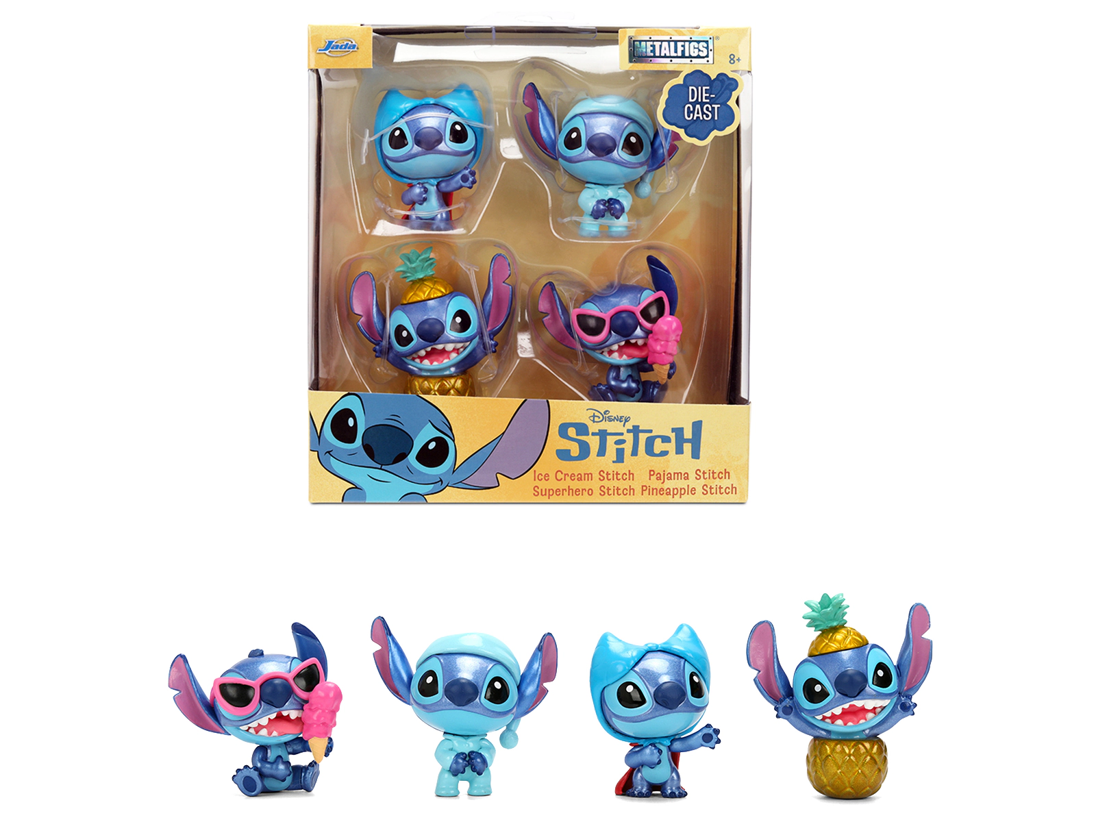 Jada Set of 4 Diecast Figures "Disney's Stitch" Wave #3 "Metalfigs" Series Diecast Models by Jada