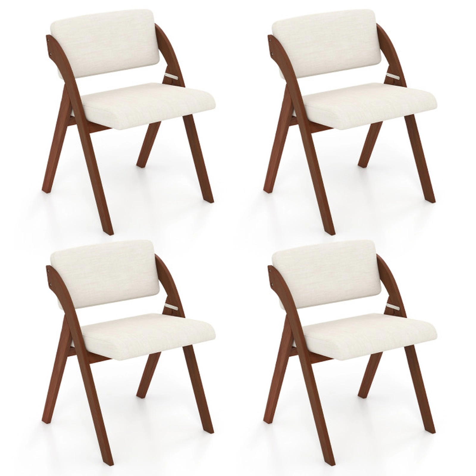 SUGIFT Set of 4 Walnut Folding Dining Chairs with Padded Seats, No Assembly