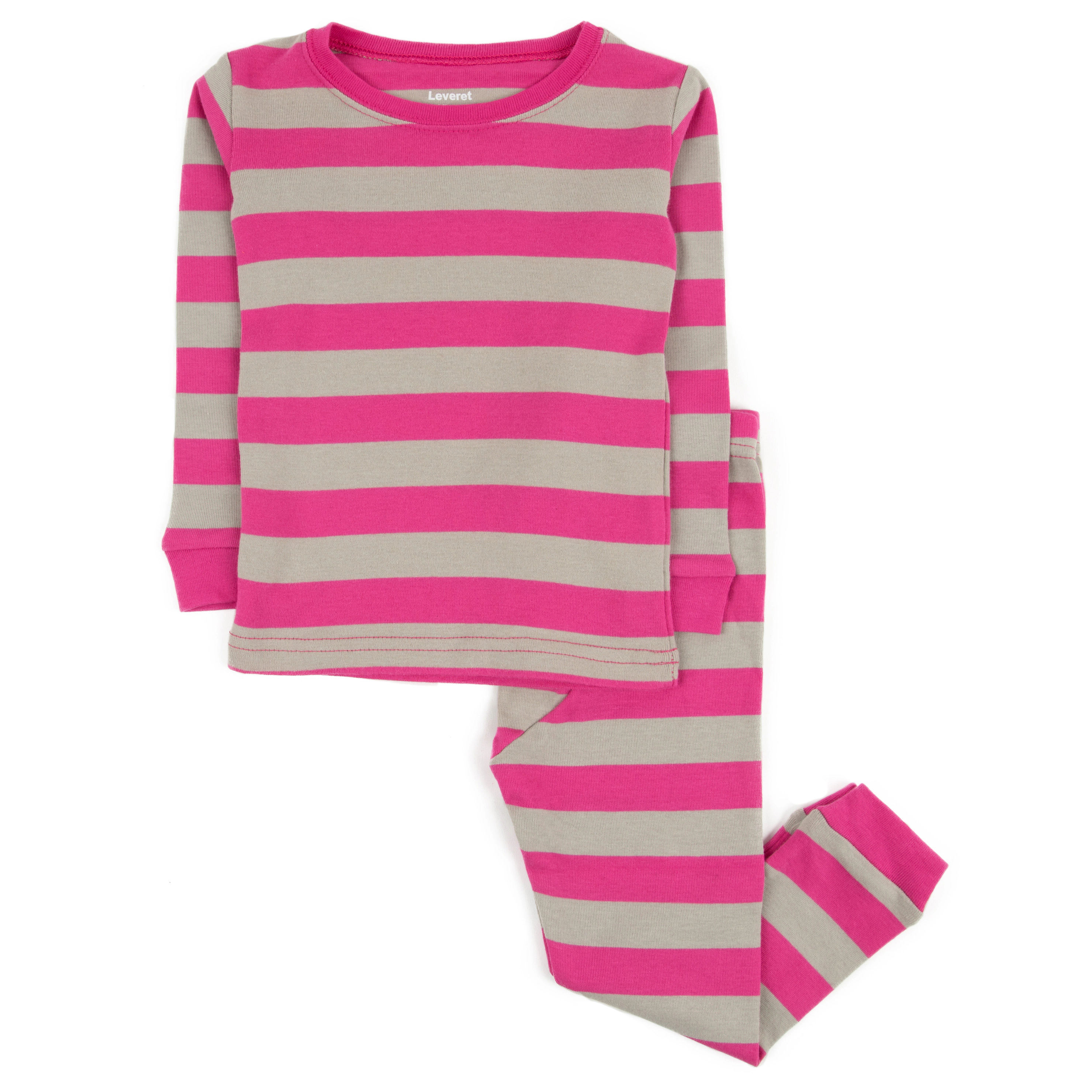 Leveret Baby/Toddler/Kids 2-pc Cotton Snug Fit Pink Striped Pajamas
