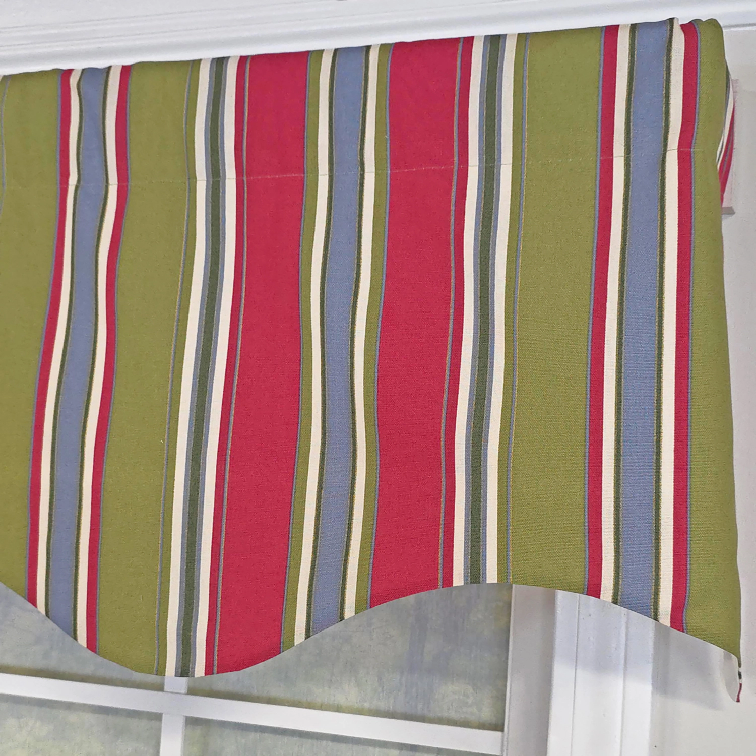 RLF Home Nigel Stripe Regal 100% Cotton Rod Pocket Lined  Window Valance 50" x 17" Multi