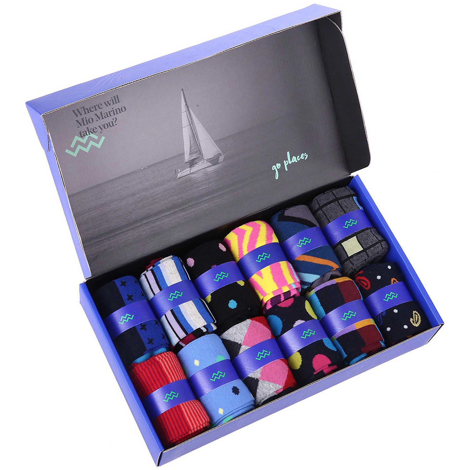 Mio Marino Men's Fashion Patterned Dress Socks 12-Pack Gift Set