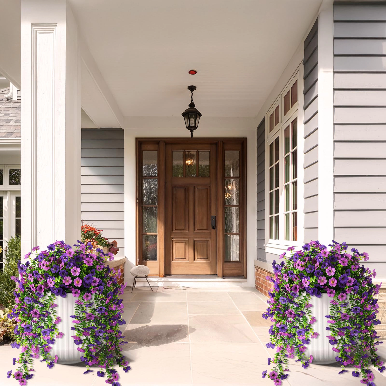 PUPWE Artificial Fall Flowers Plants For Outdoors Mums Home Decor