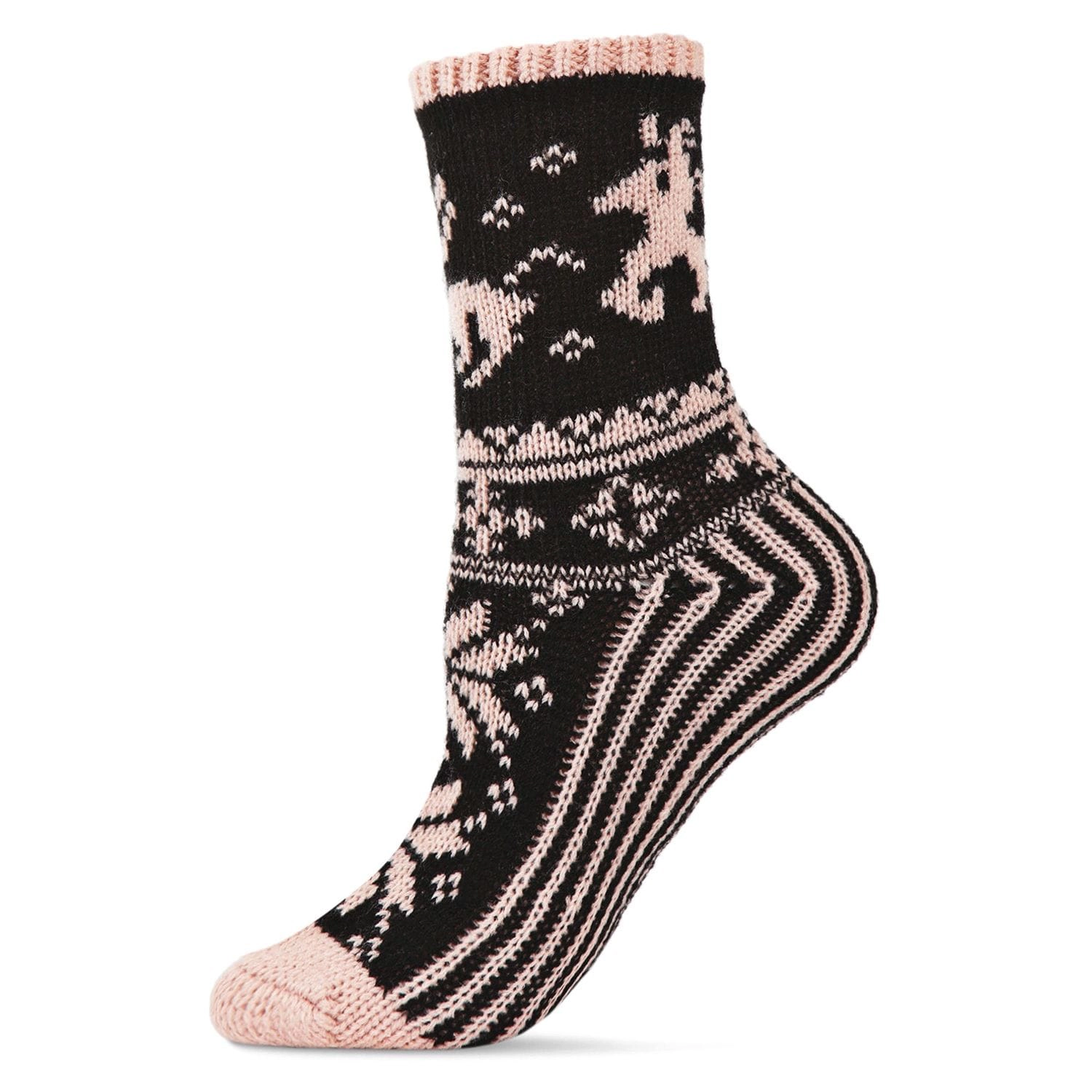 MeMoi Women's Embroidered Reindeer Sweater Knit Crew Socks