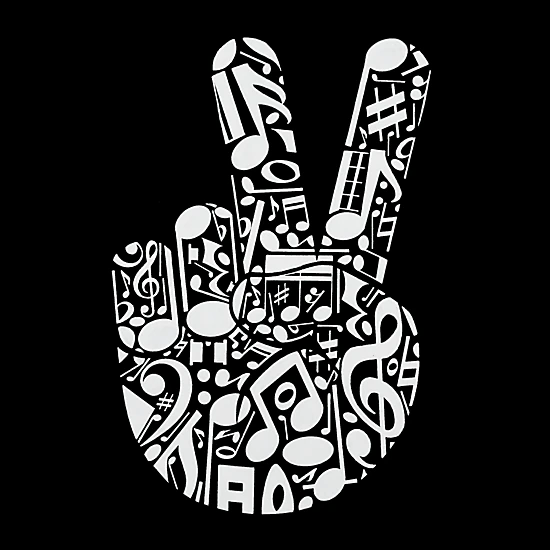 LA Pop Art Boys Long Sleeve T-Shirt - Peace Finger Notes