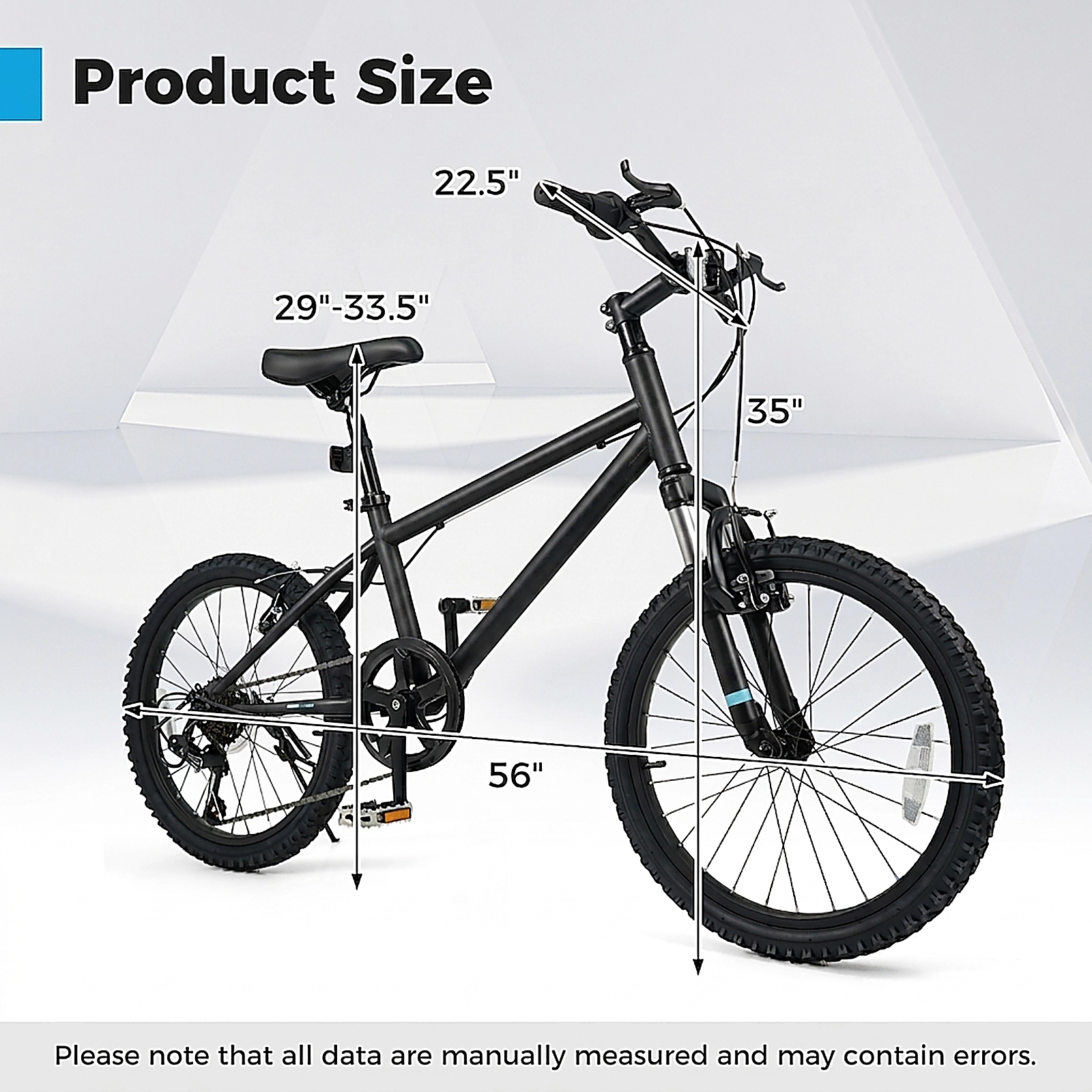 SUGIFT Adjustable Suspension Kids Mountain Bike 20-Inch Child Bicycle 110-lb Capacity Ages 8+ Years Old Black