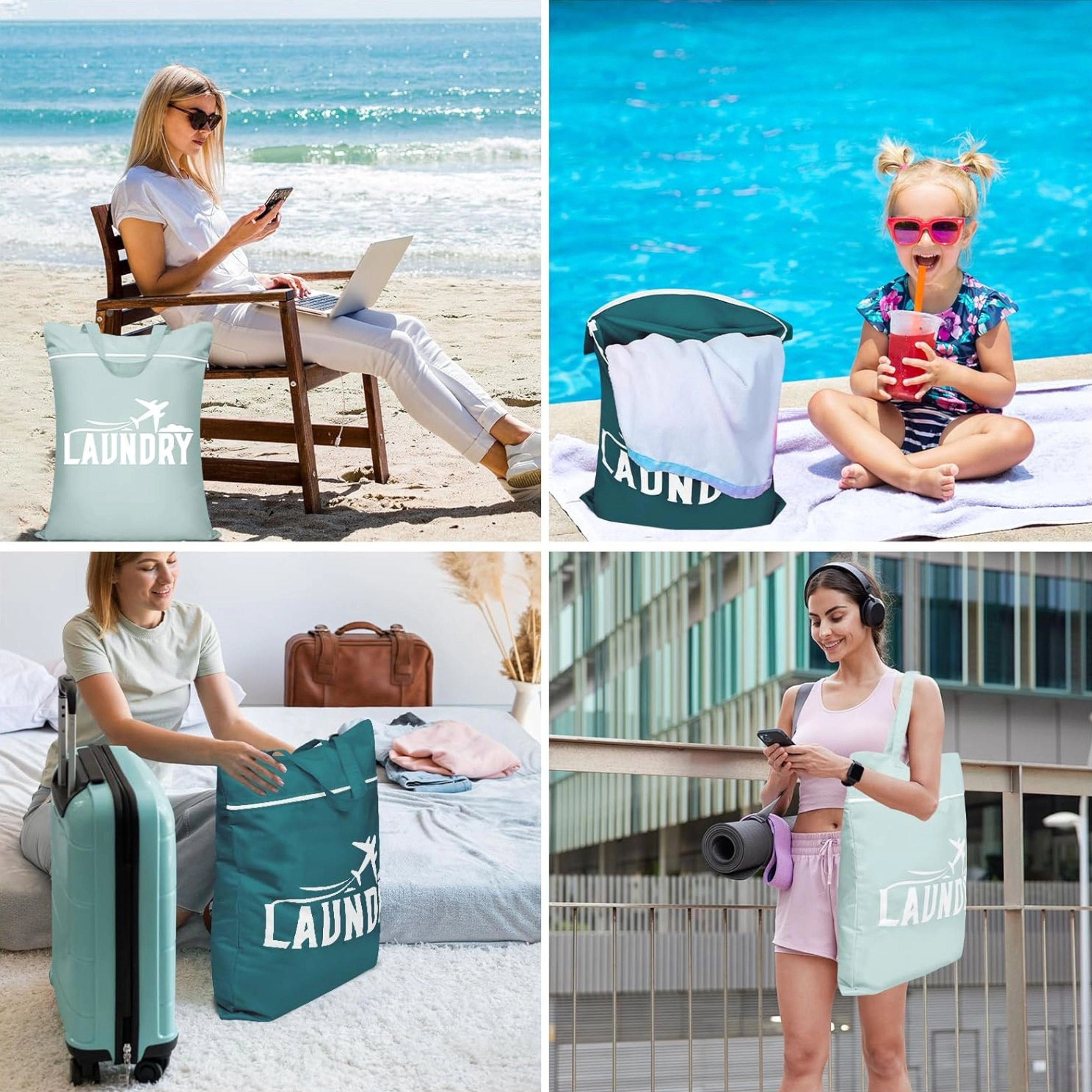 Stock Preferred Pack of 2 Waterproof Laundry Bags Washable Wet Dry Clothes Storage