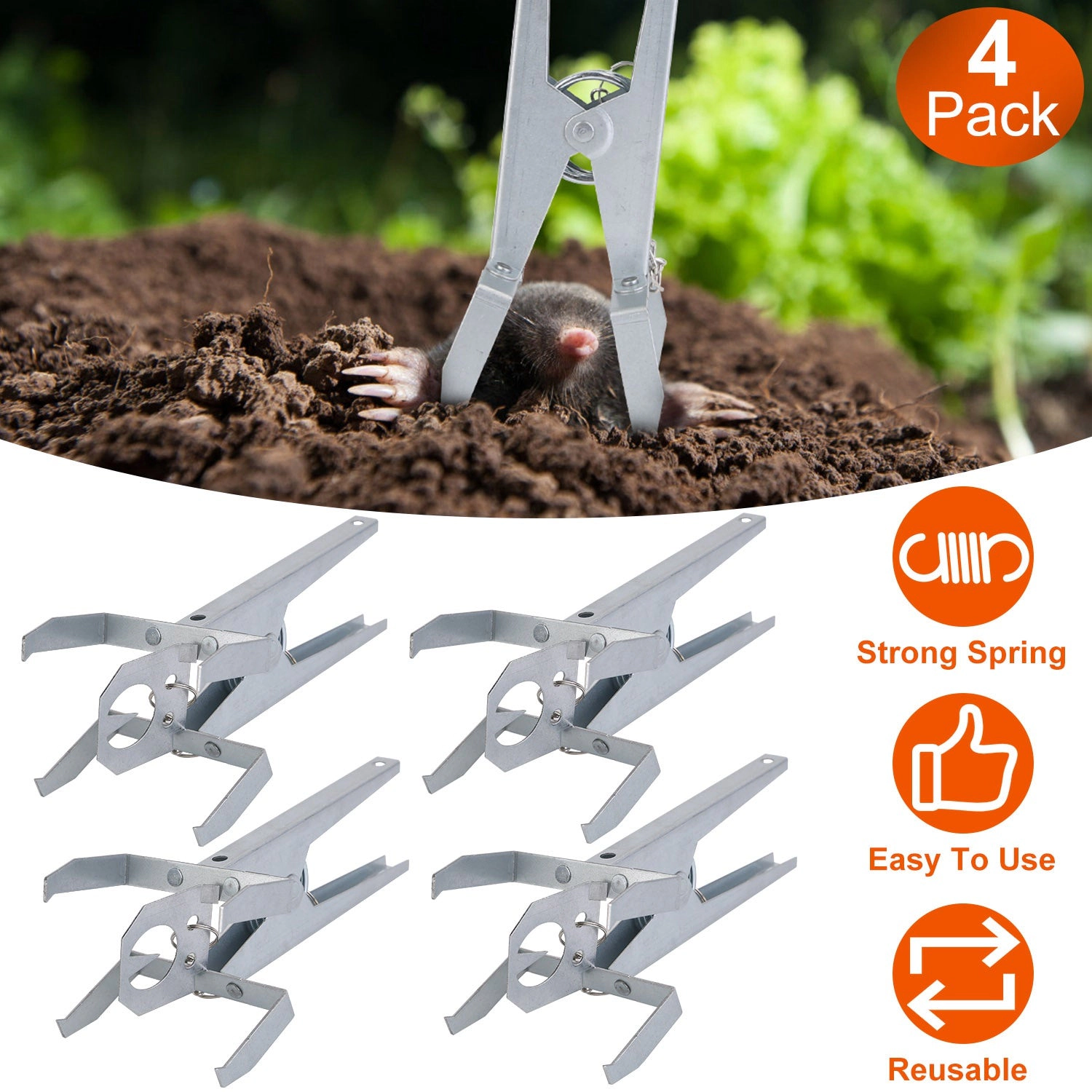 GBruno 4-Piece Scissor Jaw Mole Trap
