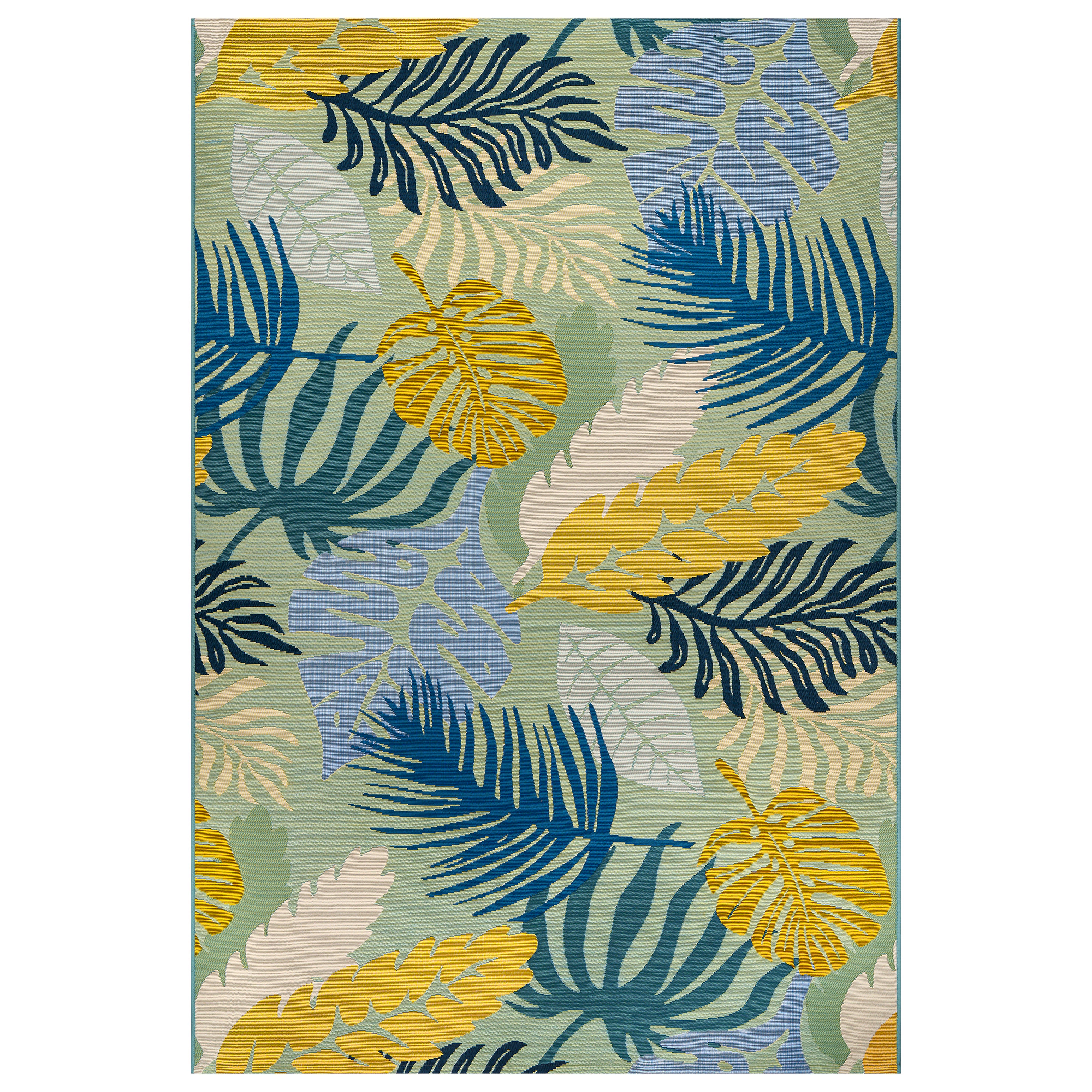 World Rug Gallery Coastal Tropical Leaf Indoor/Outdoor Patio Area Rug, Easy-Care Patio Rug