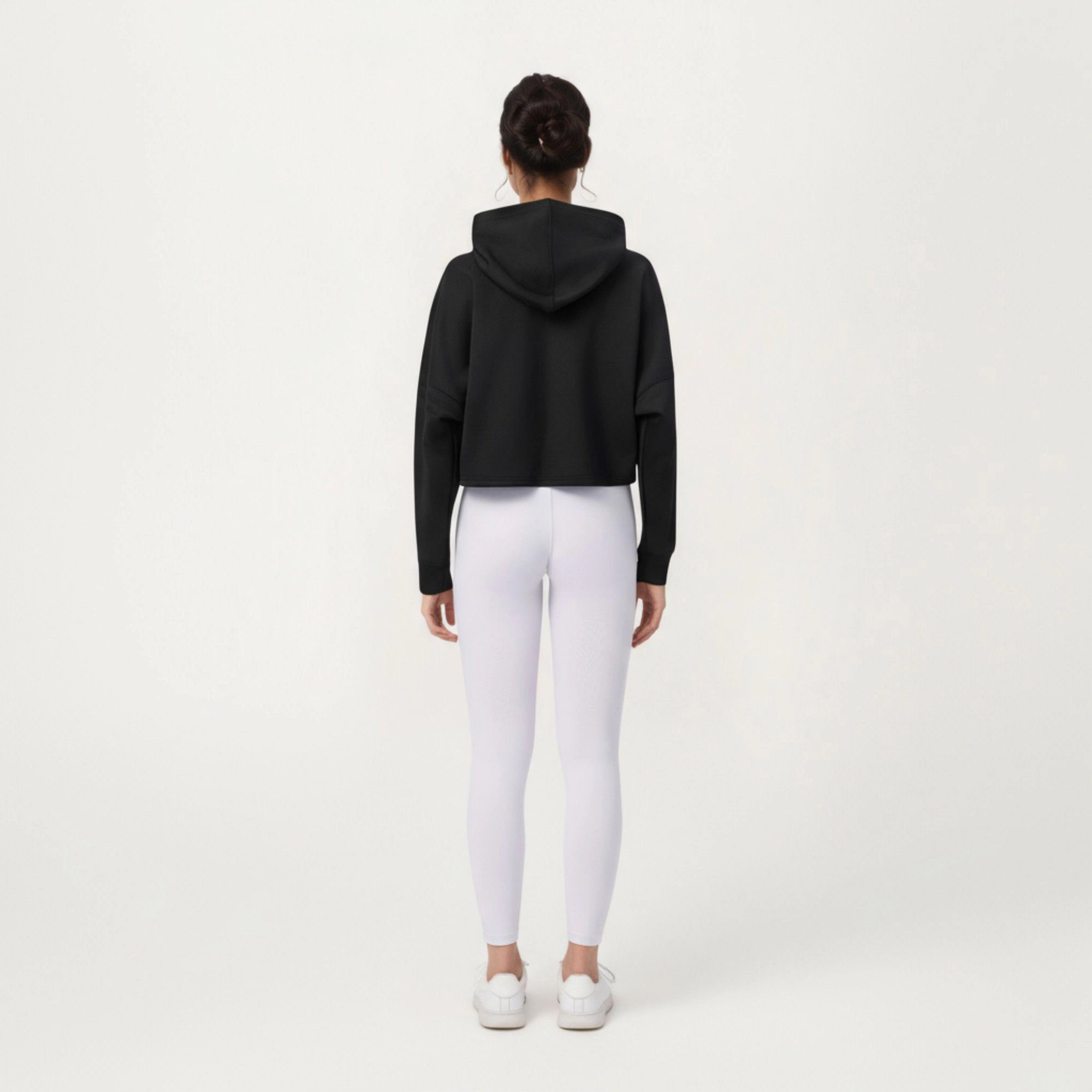 Anna-Kaci Women's Long Sleeve Cropped Hoodie with Kangaroo Pocket and Striped Detail