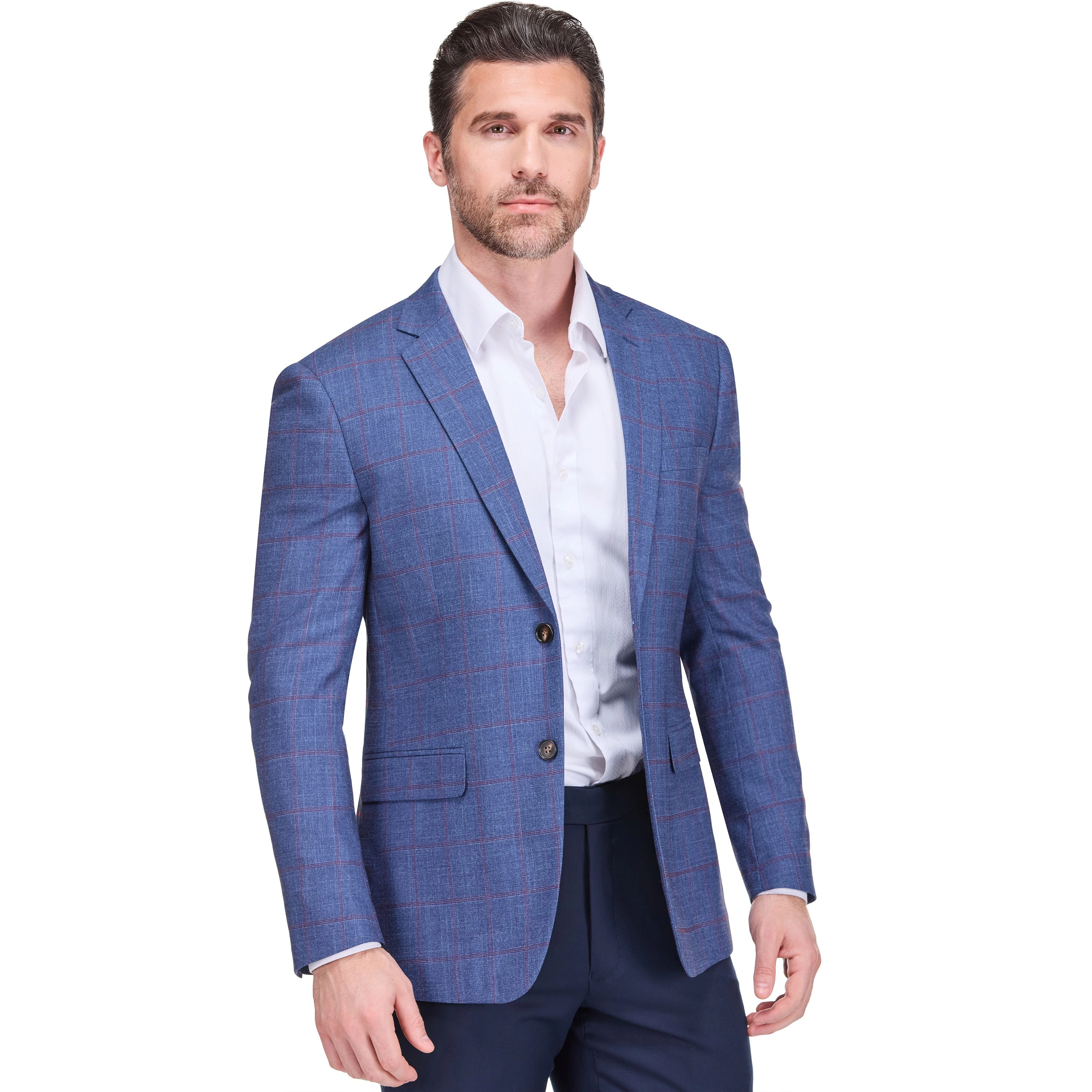 Gino Vitale Men’s Plaid Slim Fit Sportcoat Blazer